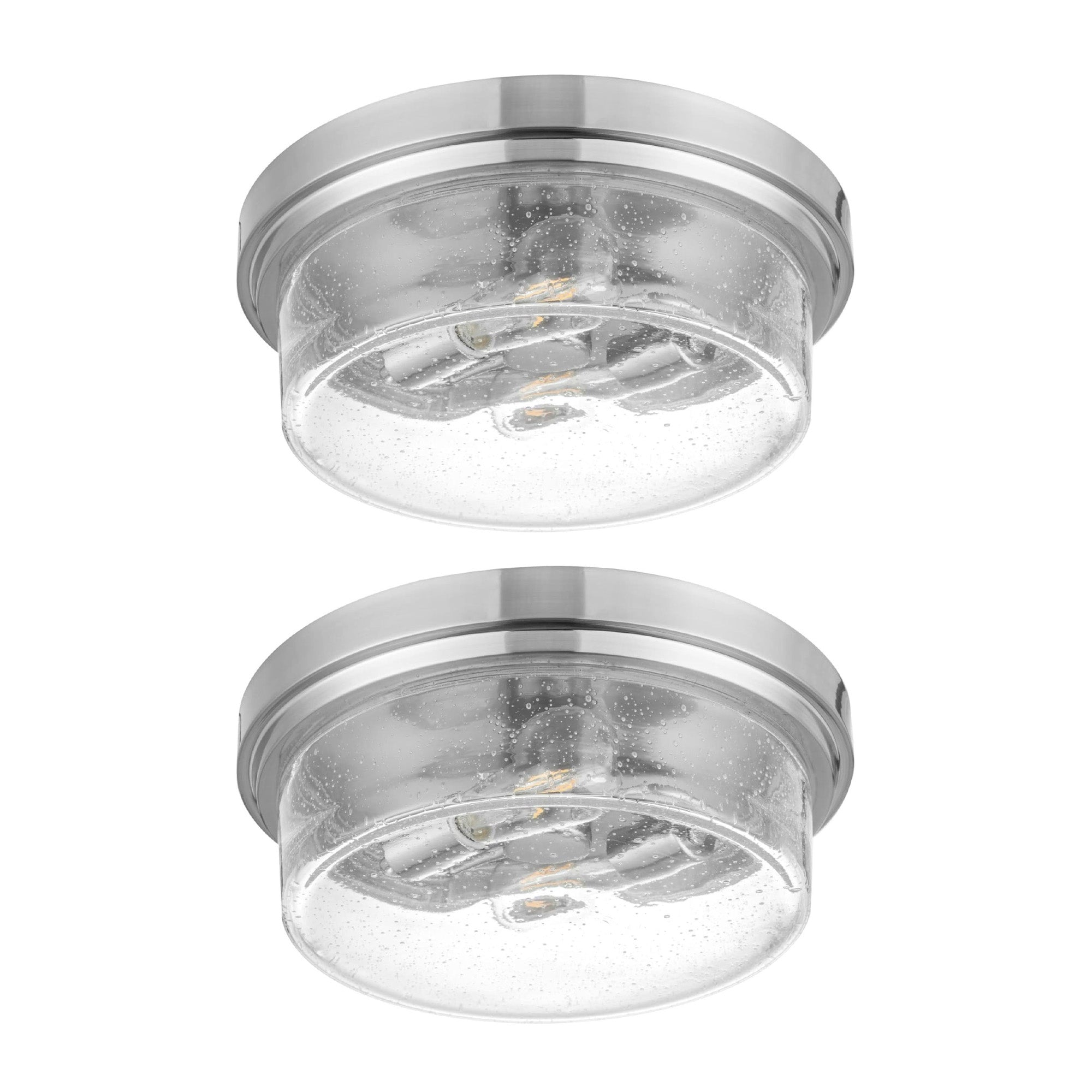 Prominence Home 2 Pack Madalyn 13" Ceiling Light, Seeded Drum Glass, Bronze