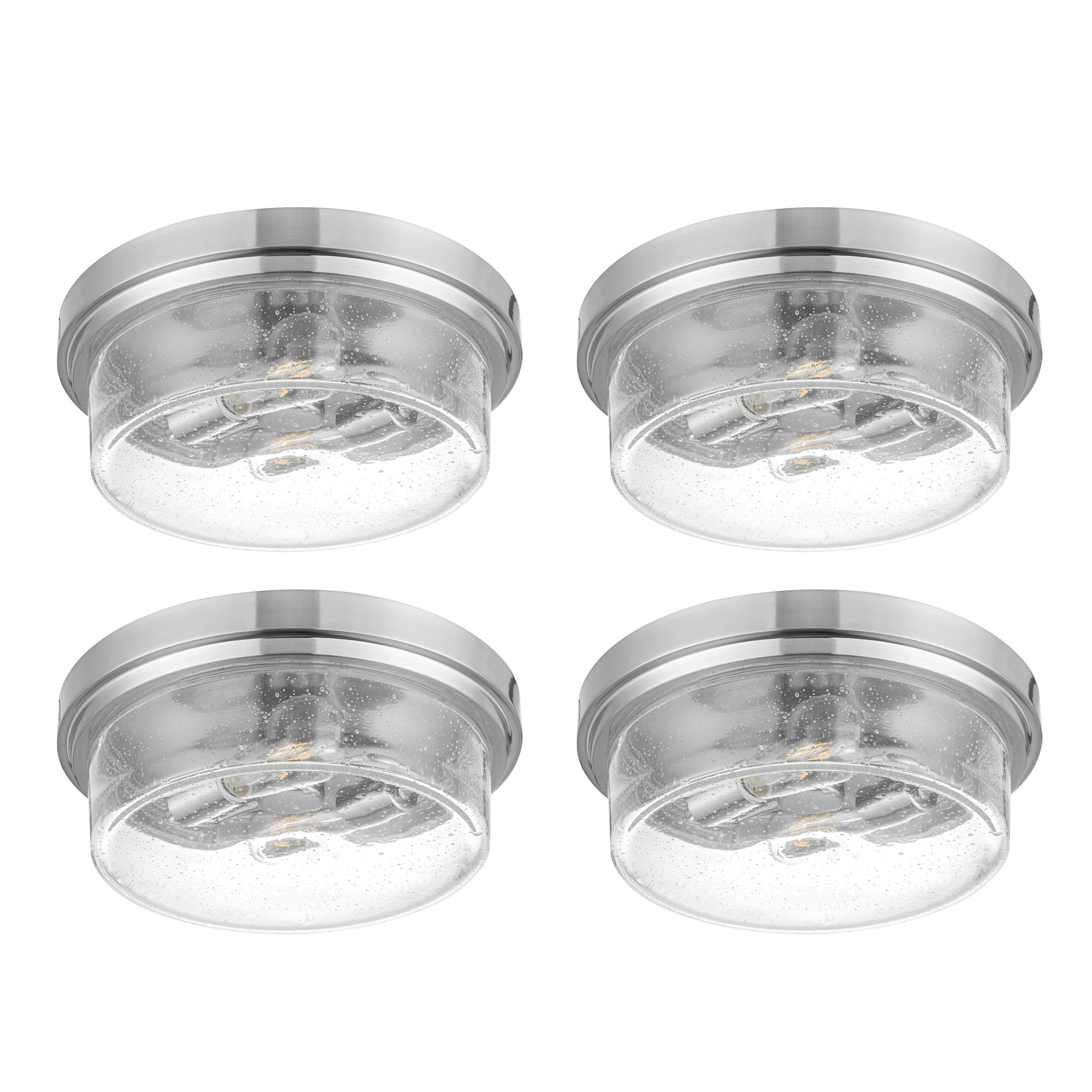 Prominence Home 4 Pack Madalyn 13" Ceiling Light, Seeded Drum Glass, Bronze - VMInnovations