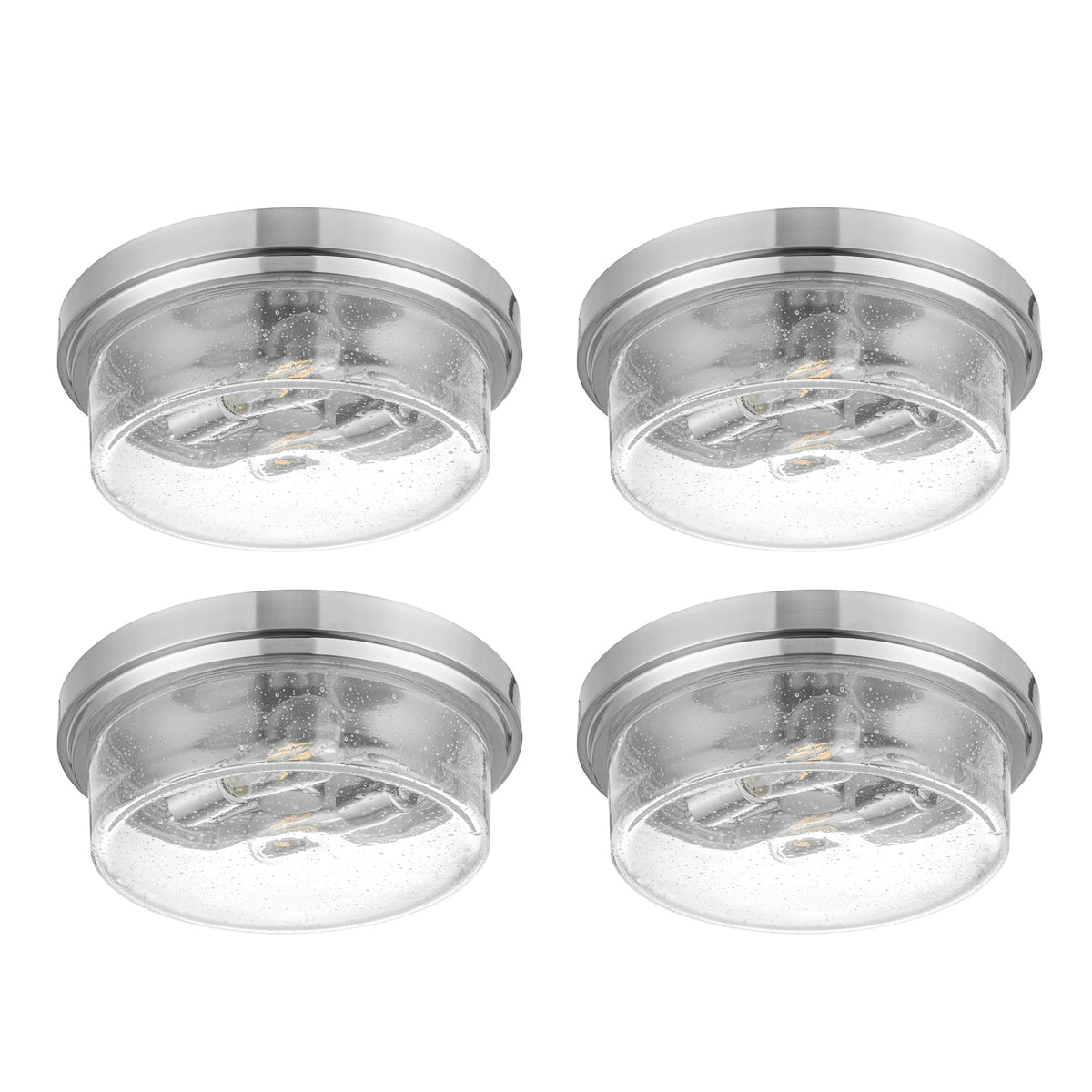 Prominence Home 4 Pack Madalyn 13" Ceiling Light, Seeded Drum Glass, Bronze