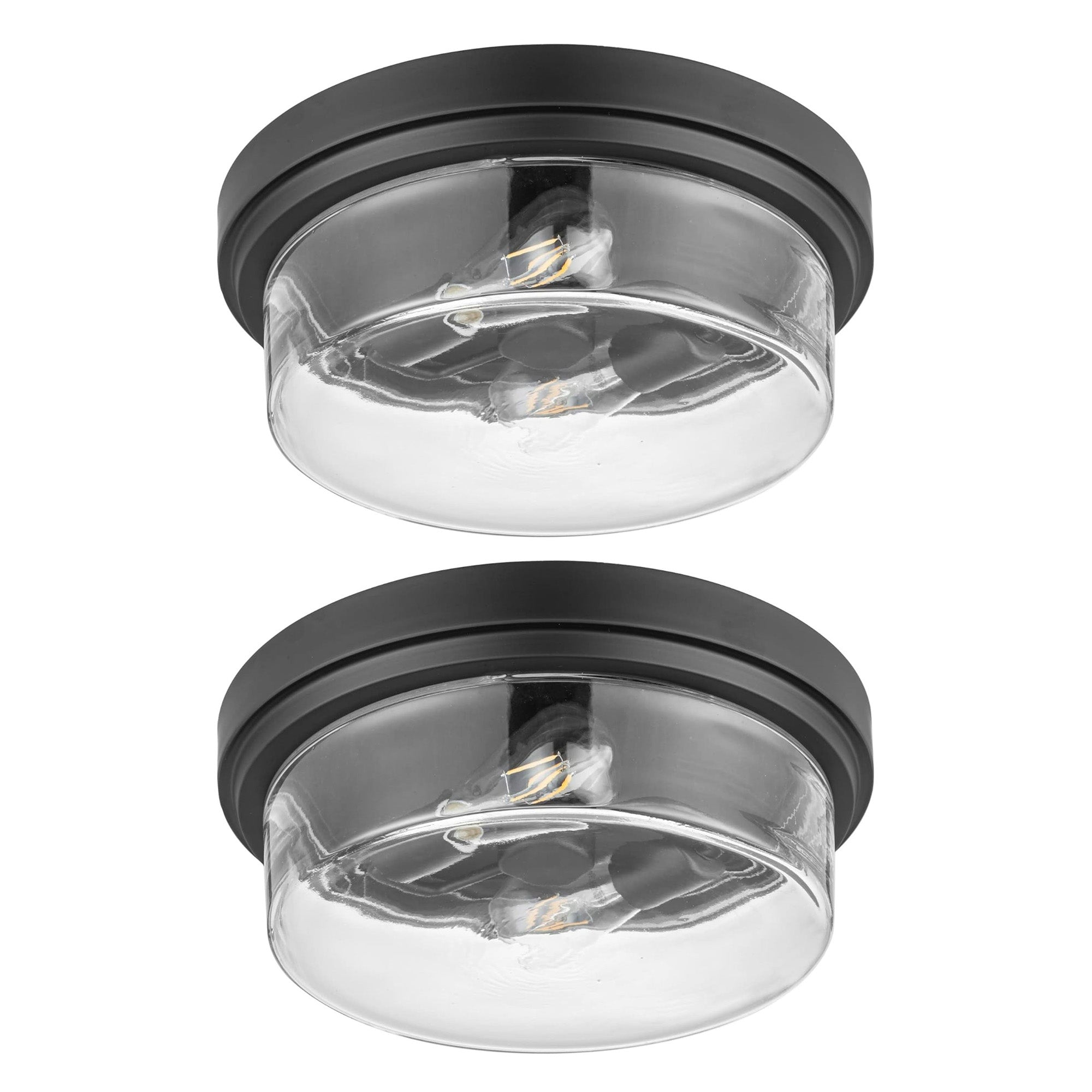 Prominence Home 2 Pack Madalyn 13" Ceiling Light, Clear Drum Glass, Bronze