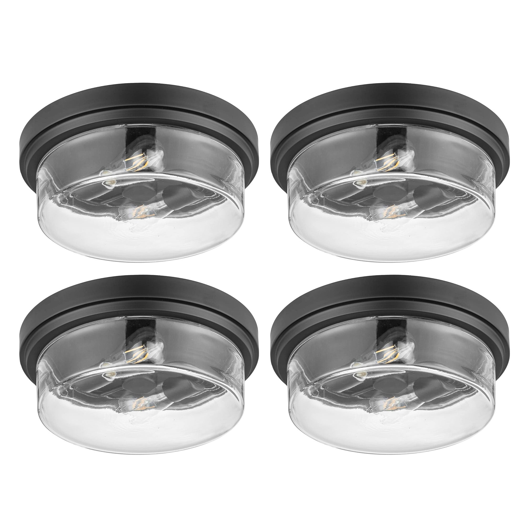 Prominence Home 4 Pack Madalyn 13" Ceiling Light, Clear Drum Glass, Bronze