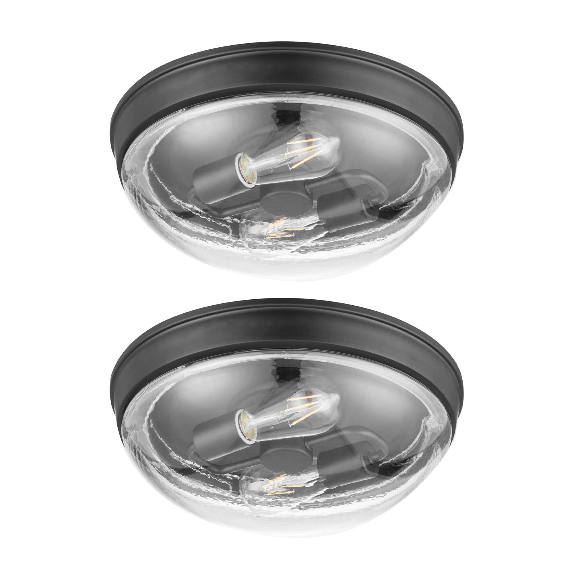 Prominence Home 2 Pack Madalyn 13" Flush Mount Ceiling Light Clear Glass, Bronze - VMInnovations