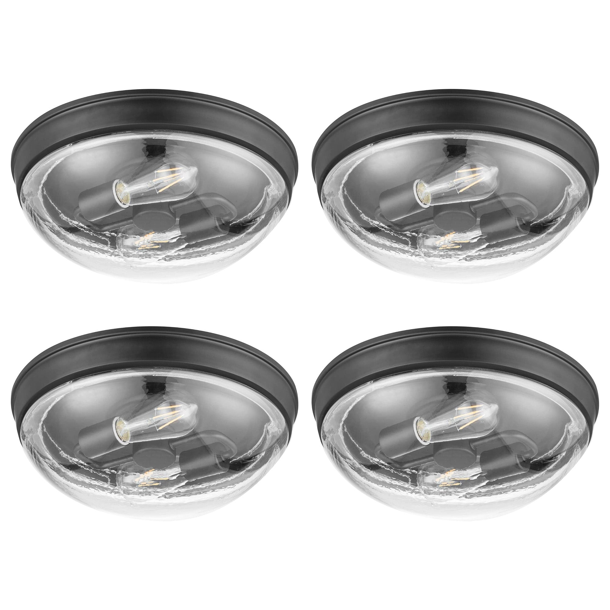 Prominence Home 4 Pack Madalyn 13" Flush Mount Ceiling Light Clear Glass, Bronze - VMInnovations