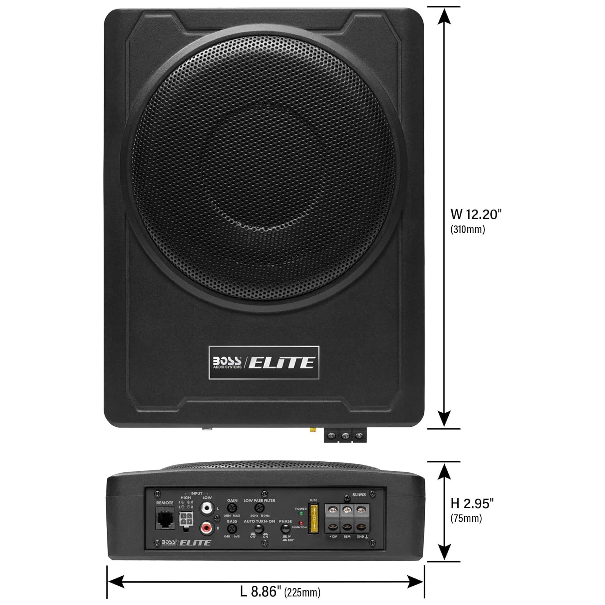 BOSS ELITE 8" Powered Car Subwoofer and SOUNDSTORM AKS8 8 Gauge Car Amplifier