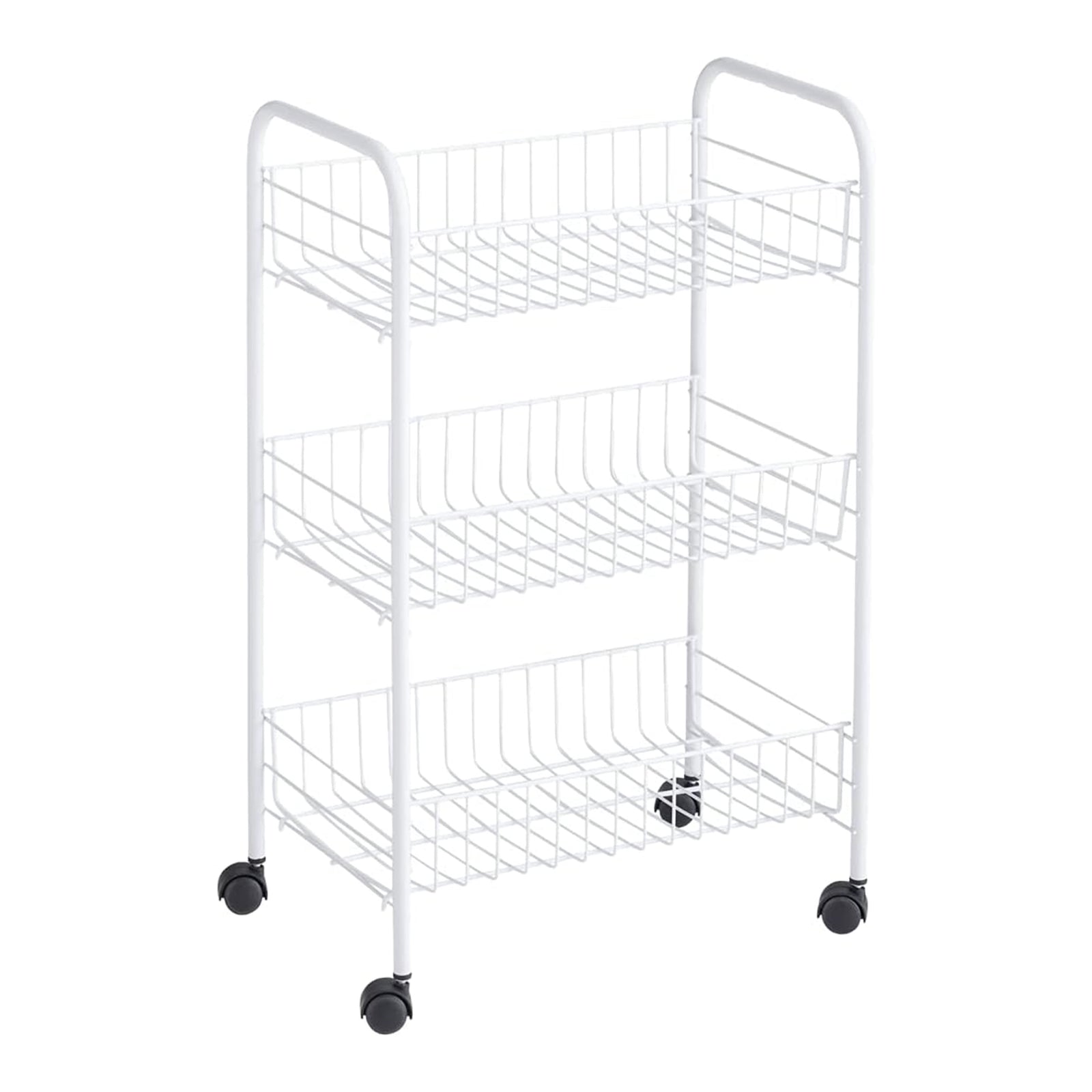 Rubbermiad 3-Tier Shelving Wheeled Organizer, Metal Storage Cart for Home, White - VMInnovations