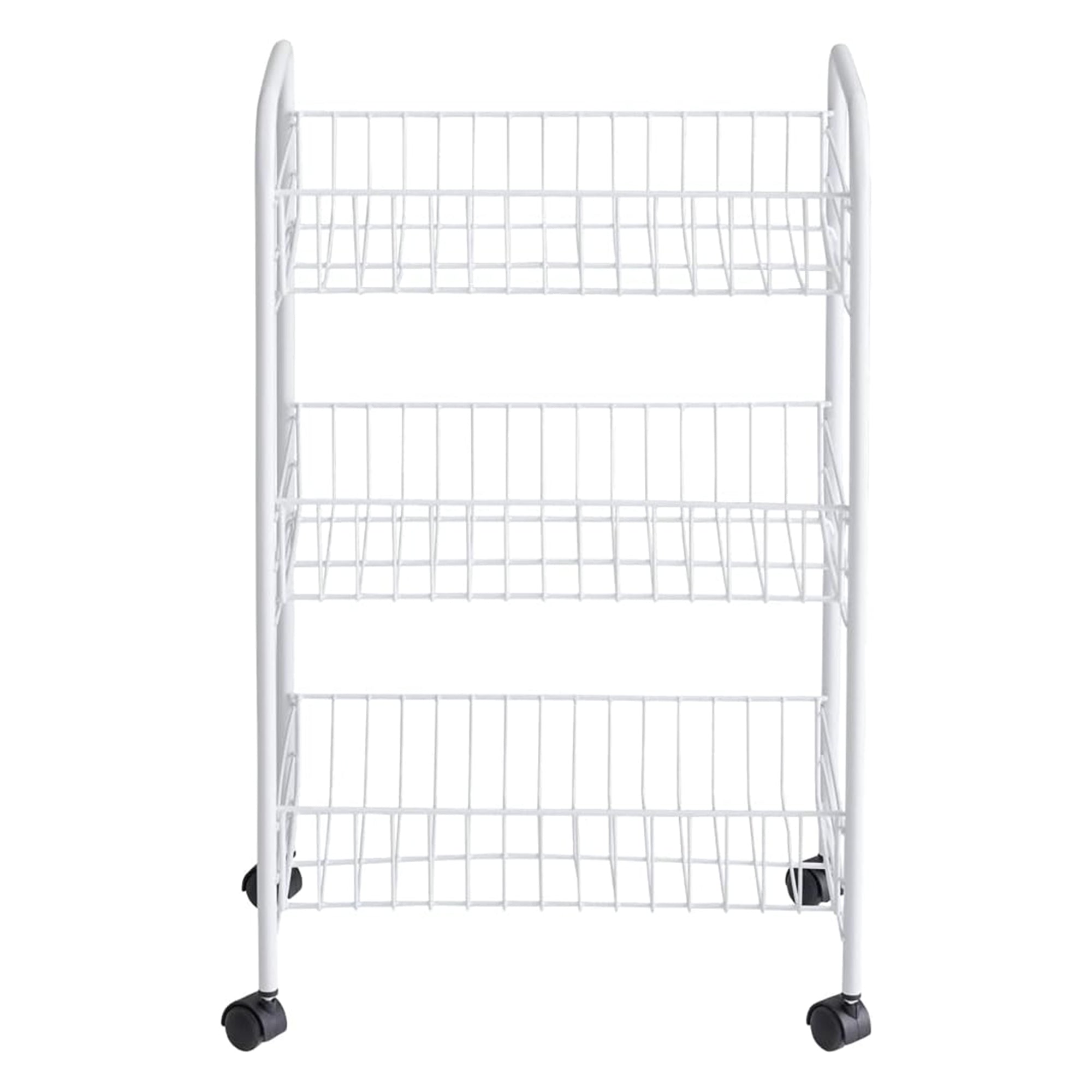 Rubbermiad 3-Tier Shelving Wheeled Organizer, Metal Storage Cart for Home, White - VMInnovations