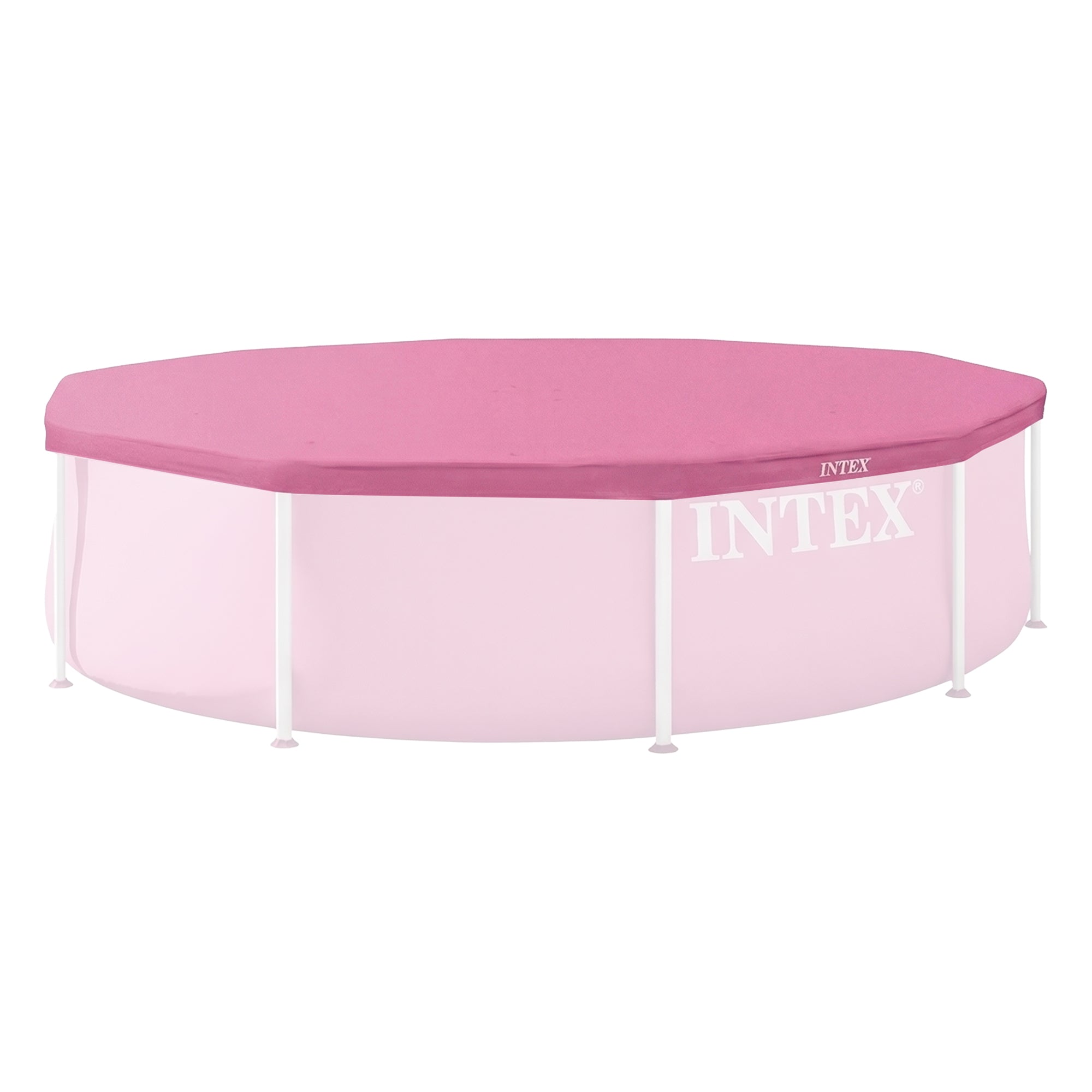 INTEX 10' x 30" Metal Frame Above Ground Swimming Pool with Round Cover, Pink