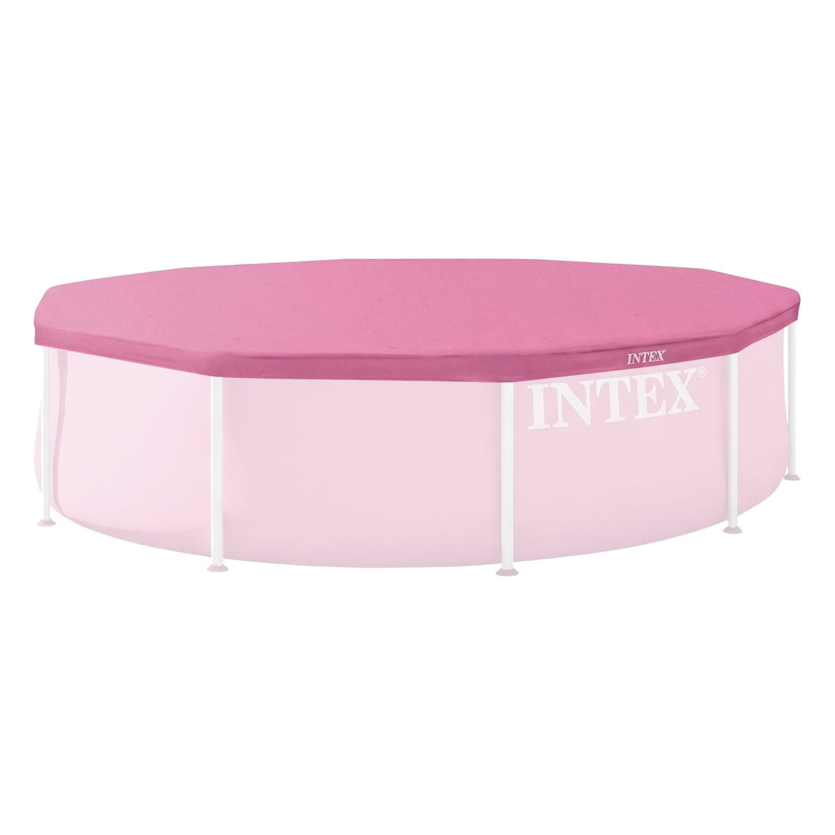 INTEX 10 Foot Round Metal Frame Outdoor Backyard Swimming Pool Cover, (Used) - VMInnovations