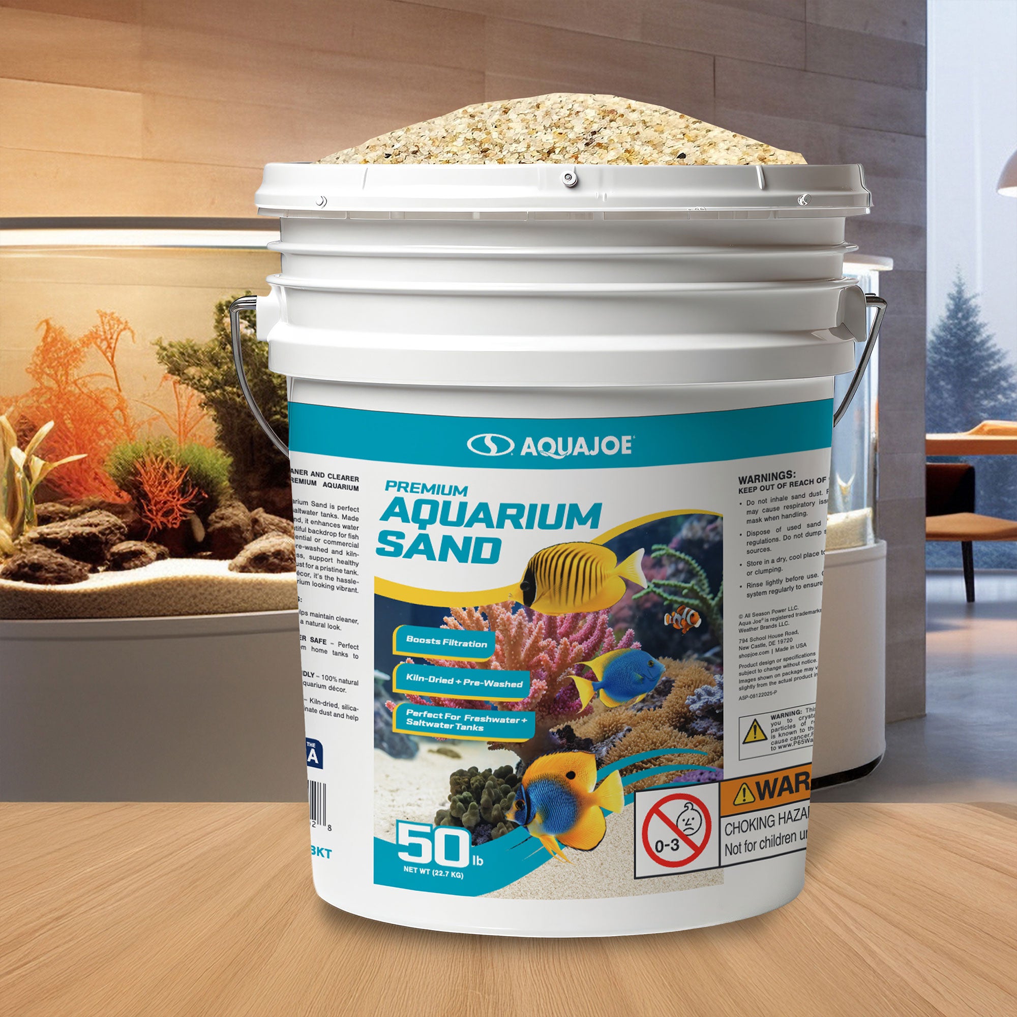 Aqua Joe Premium Aquarium Sand for Freshwater & Saltwater Tanks, 50 lbs. Bucket - VMInnovations