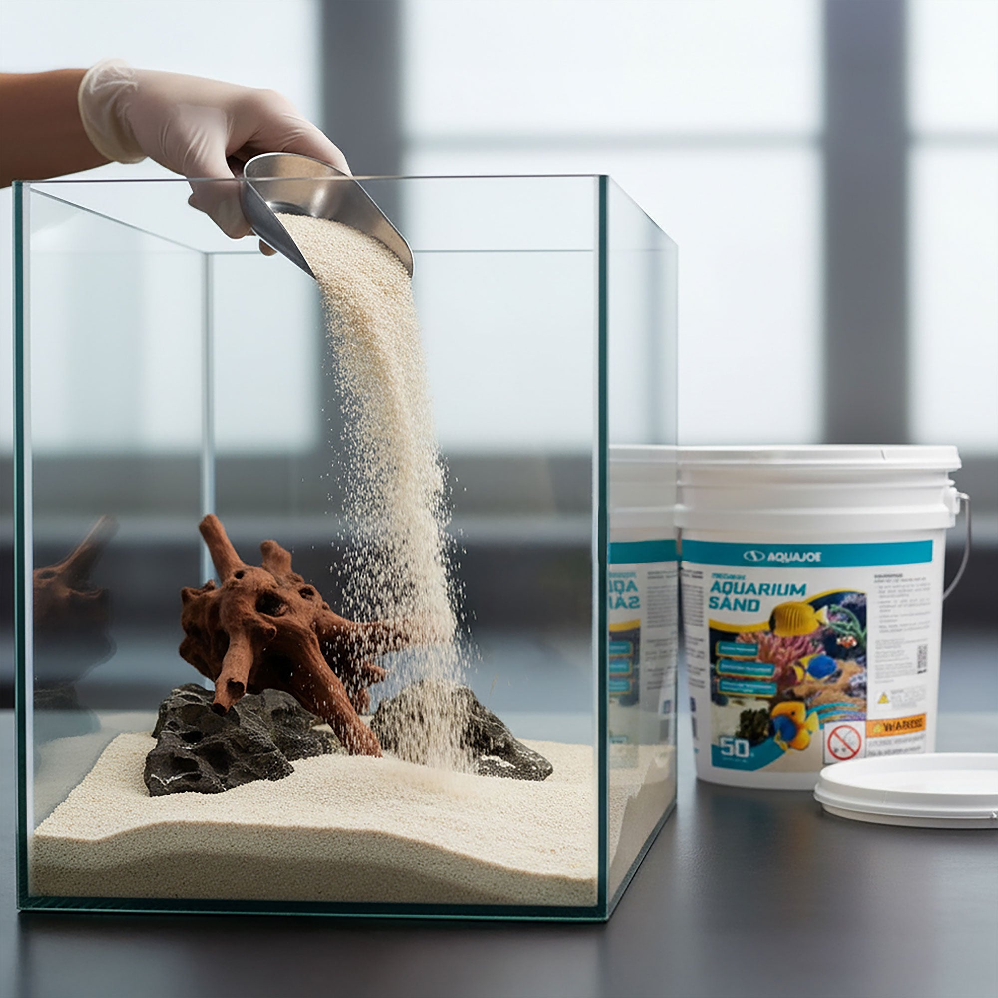 Aqua Joe Premium Aquarium Sand for Freshwater & Saltwater Tanks, 50 lbs. Bucket - VMInnovations