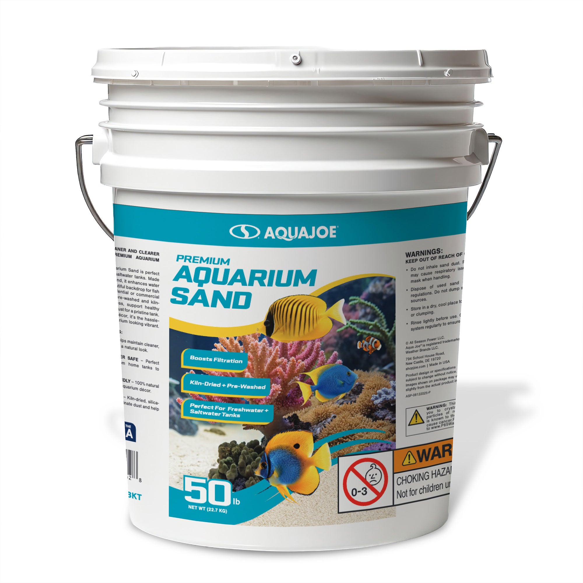 Aqua Joe Premium Aquarium Sand for Freshwater & Saltwater Tanks, 50 lbs. Bucket - VMInnovations