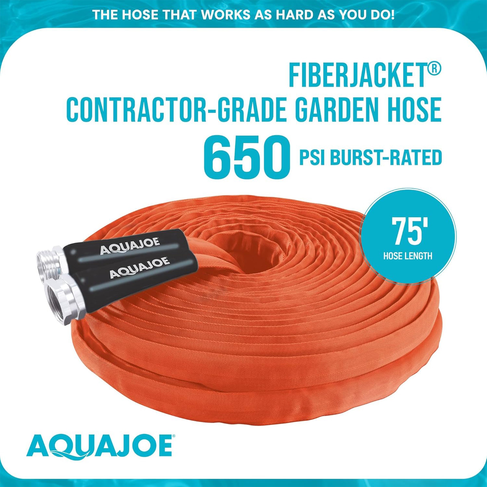 Aqua Joe FiberJacket Garden Hose, Kink-Resistant, 75' x 3/4" Diameter (Used) - VMInnovations