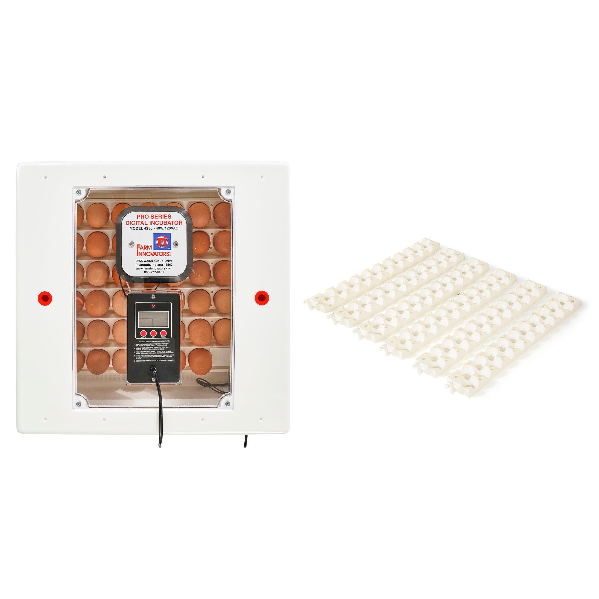 Farm Innovators Digital Incubator w/ Auto Egg Turner & Egg Tray Rail (6 Pack)