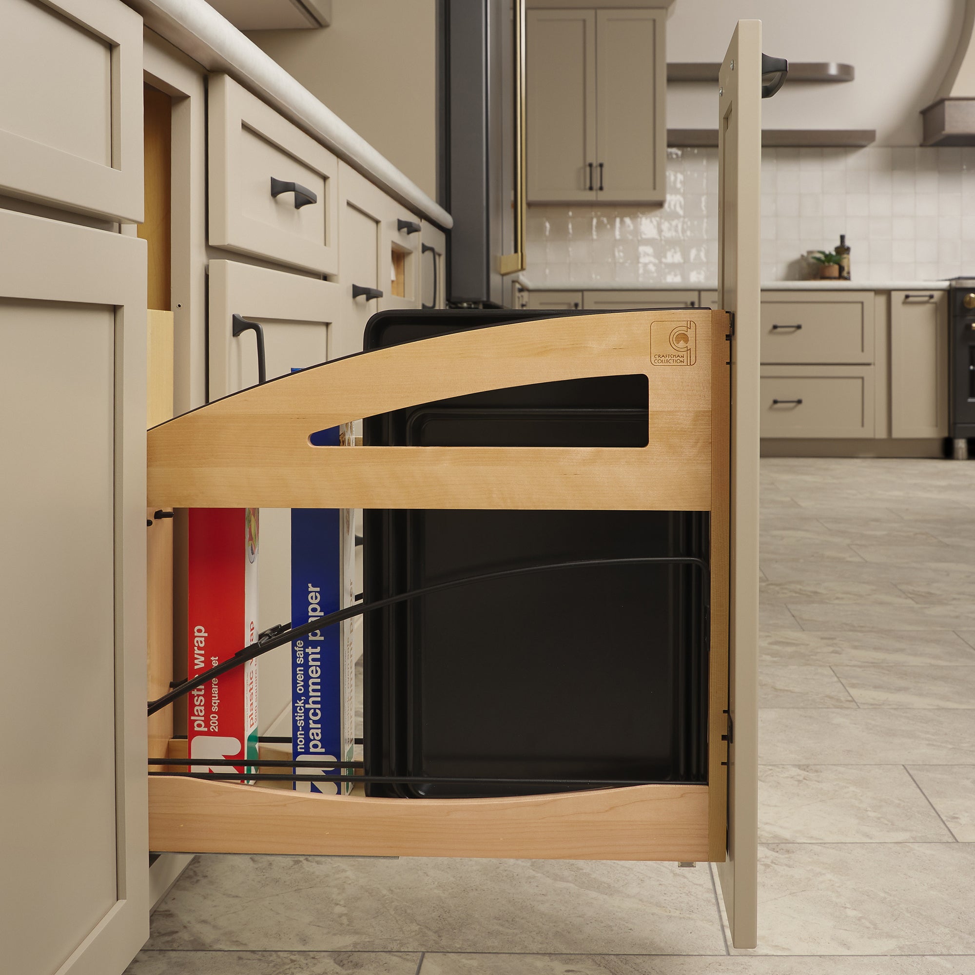 Rev-A-Shelf Foil Wrap Pullout Organizer w/ Soft-Close for 9" Base Cabinets