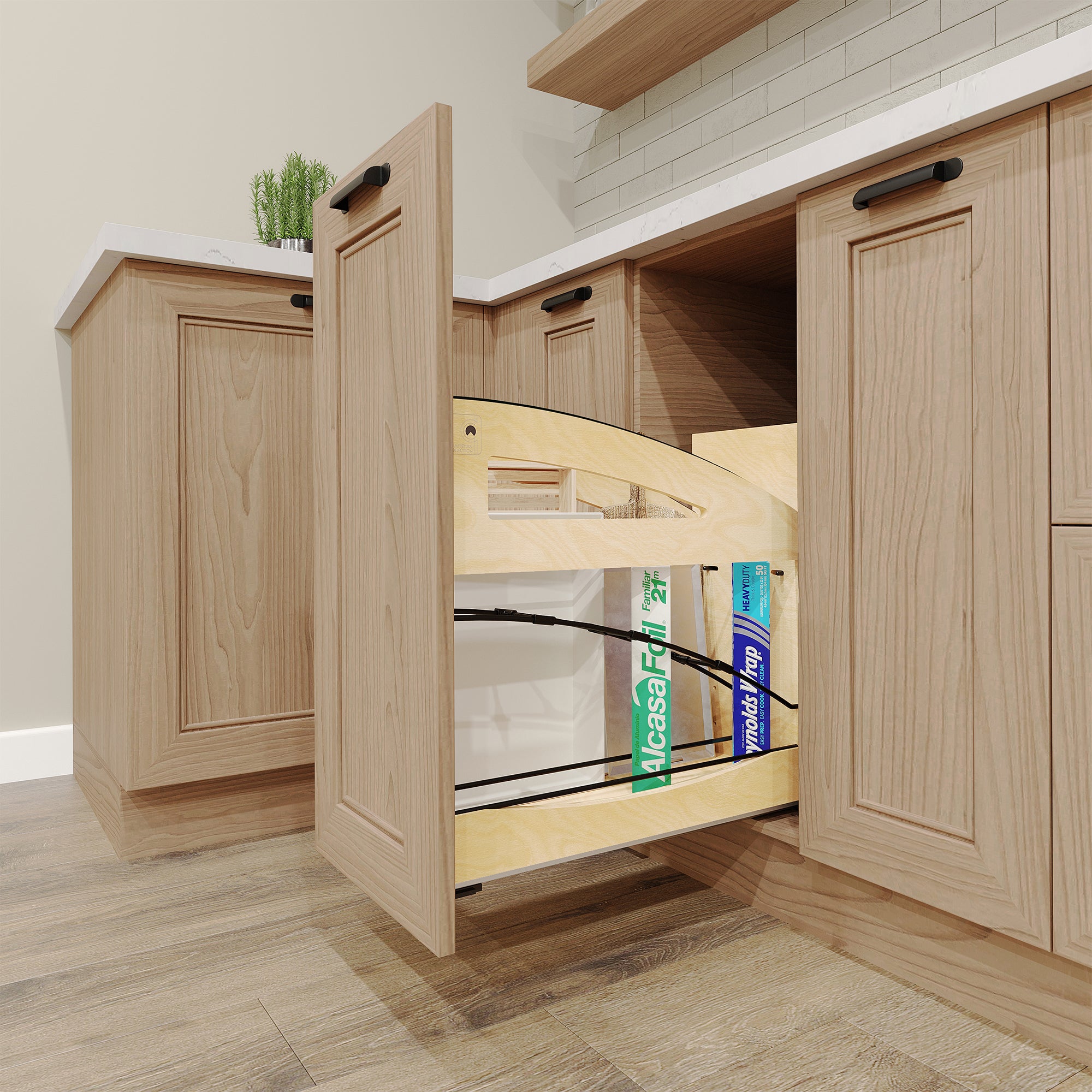 Rev-A-Shelf Foil Wrap Pullout Organizer w/ Soft-Close for 12" Base Cabinets - VMInnovations