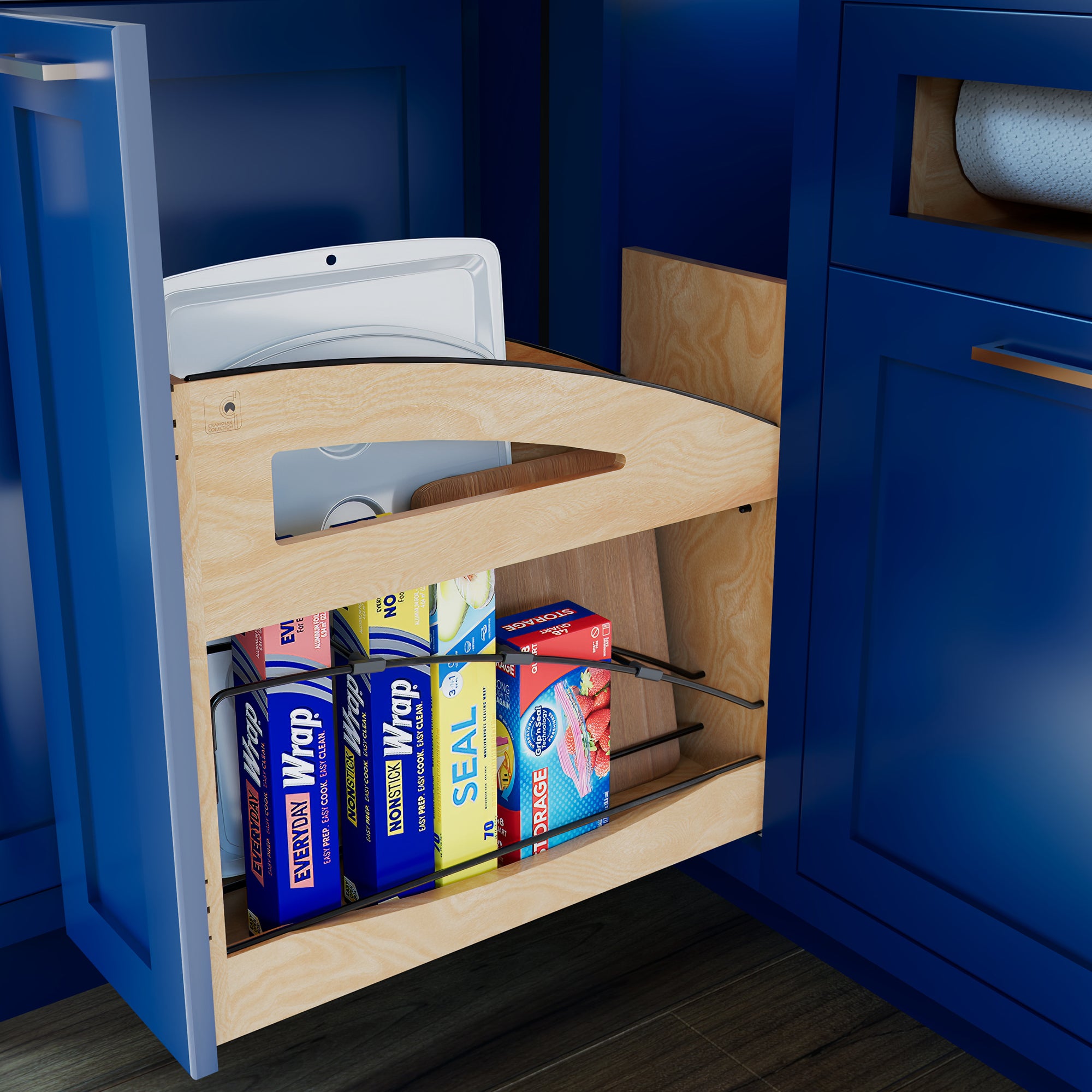 Rev-A-Shelf Foil Wrap Pullout Organizer w/ Soft-Close for 12" Base Cabinets - VMInnovations