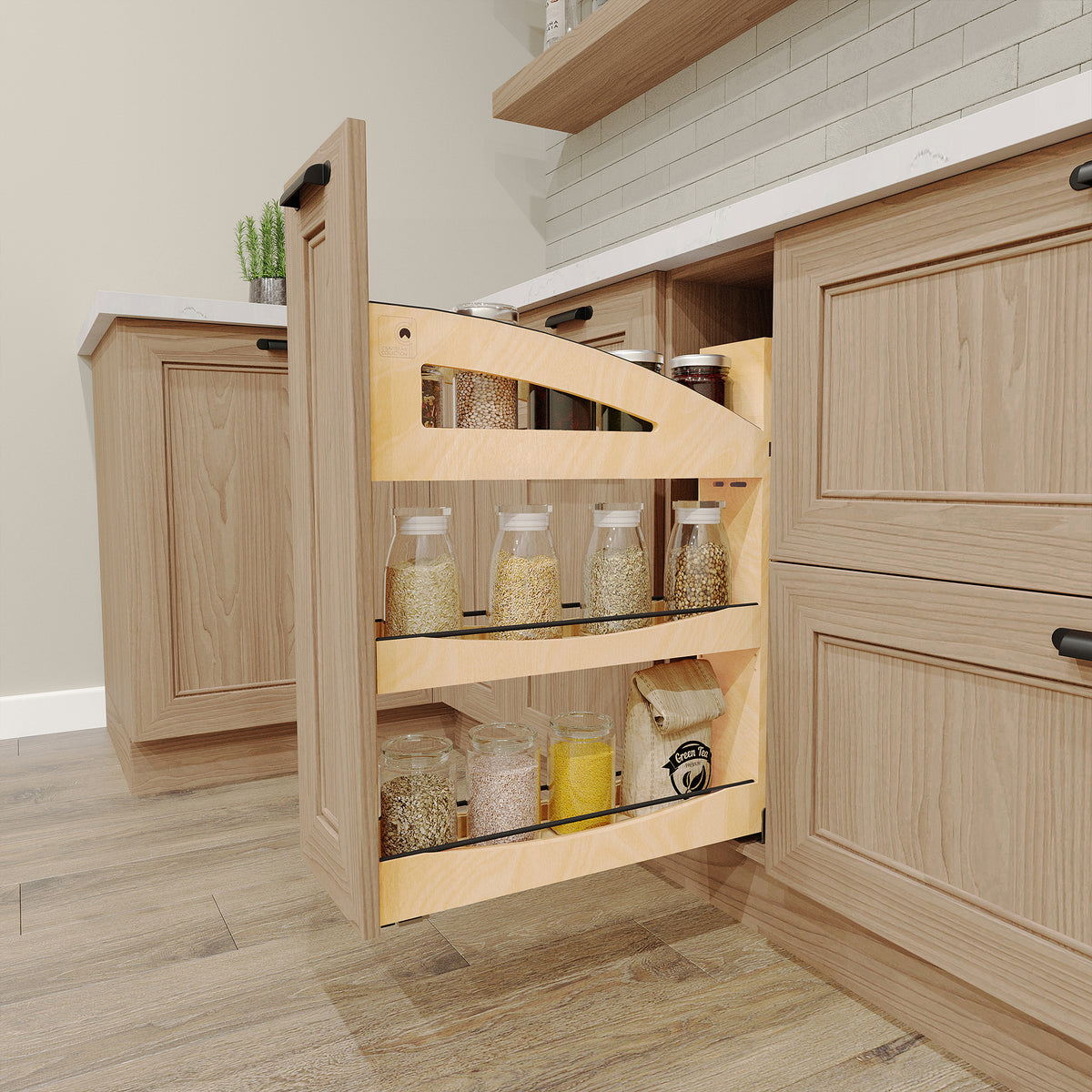 Rev-A-Shelf Maple Pullout Organizer with Soft-Close for 9” Base Cabinets