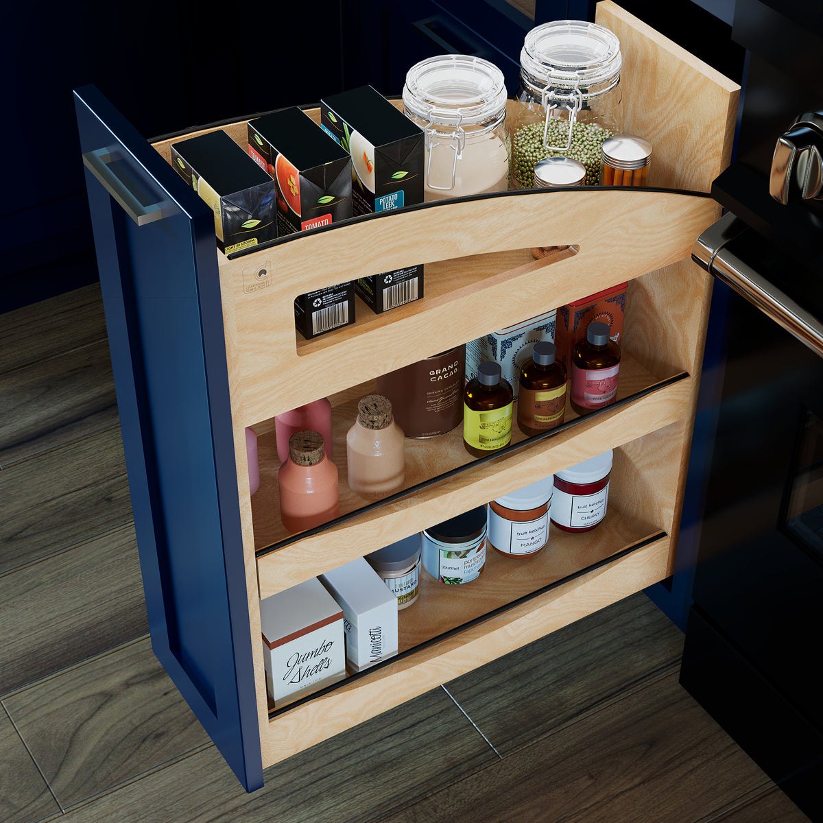 Rev-A-Shelf Maple Pullout Organizer with Soft-Close for 12” Base Cabinets