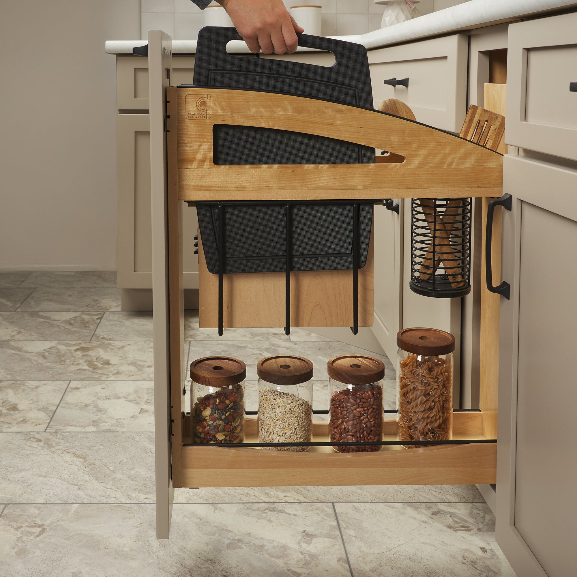 Rev-A-Shelf Knife Pullout Organizer with Soft-Close for 9" Base Cabinets - VMInnovations