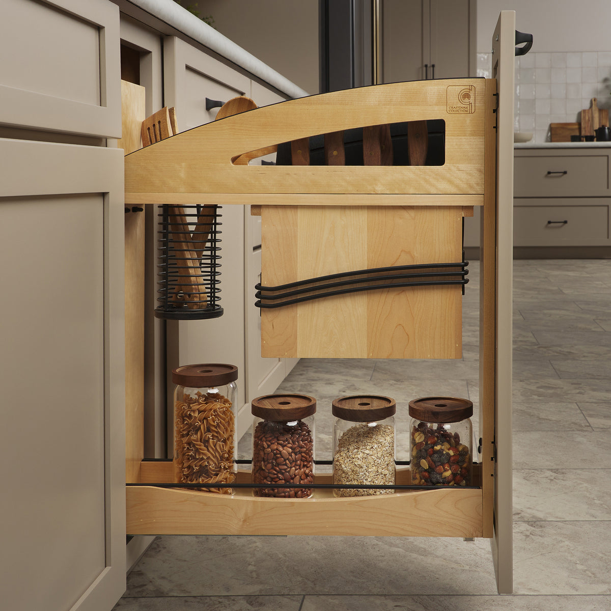 Rev-A-Shelf Knife Pullout Organizer with Soft-Close for 9" Base Cabinets - VMInnovations