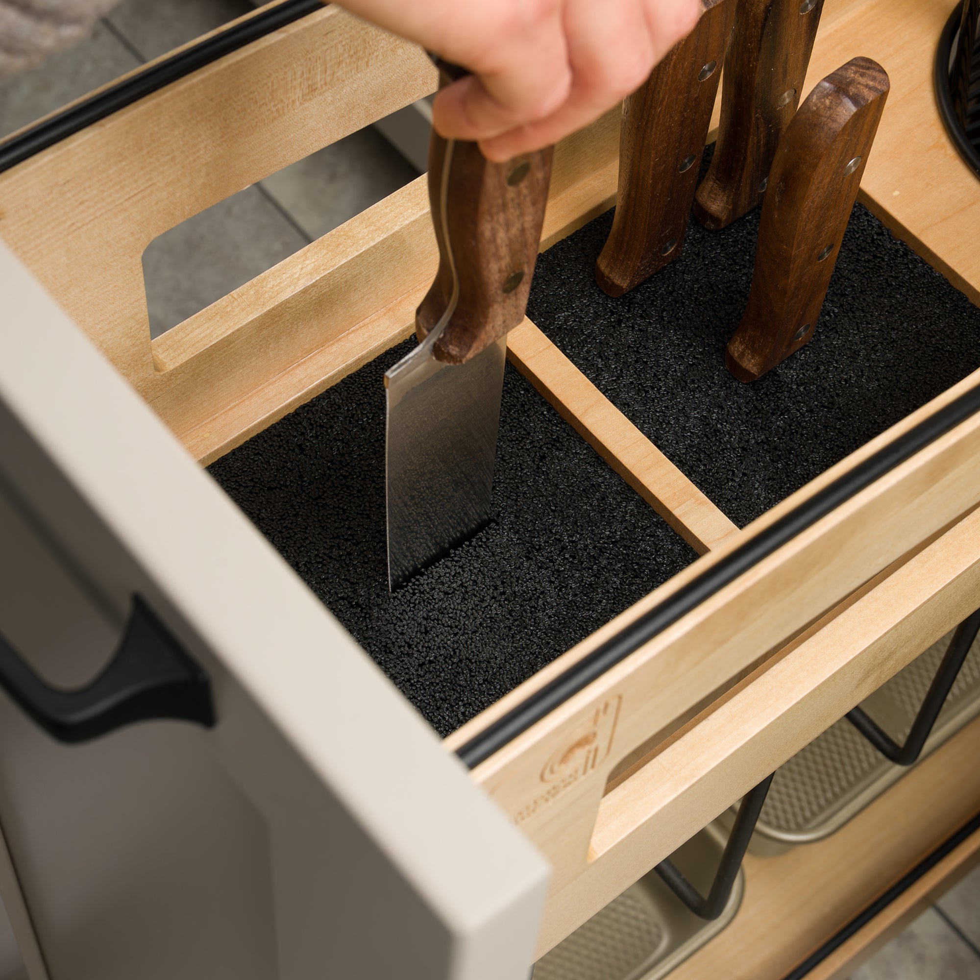 Rev-A-Shelf Knife Pullout Organizer with Soft-Close for 12" Base Cabinets - VMInnovations