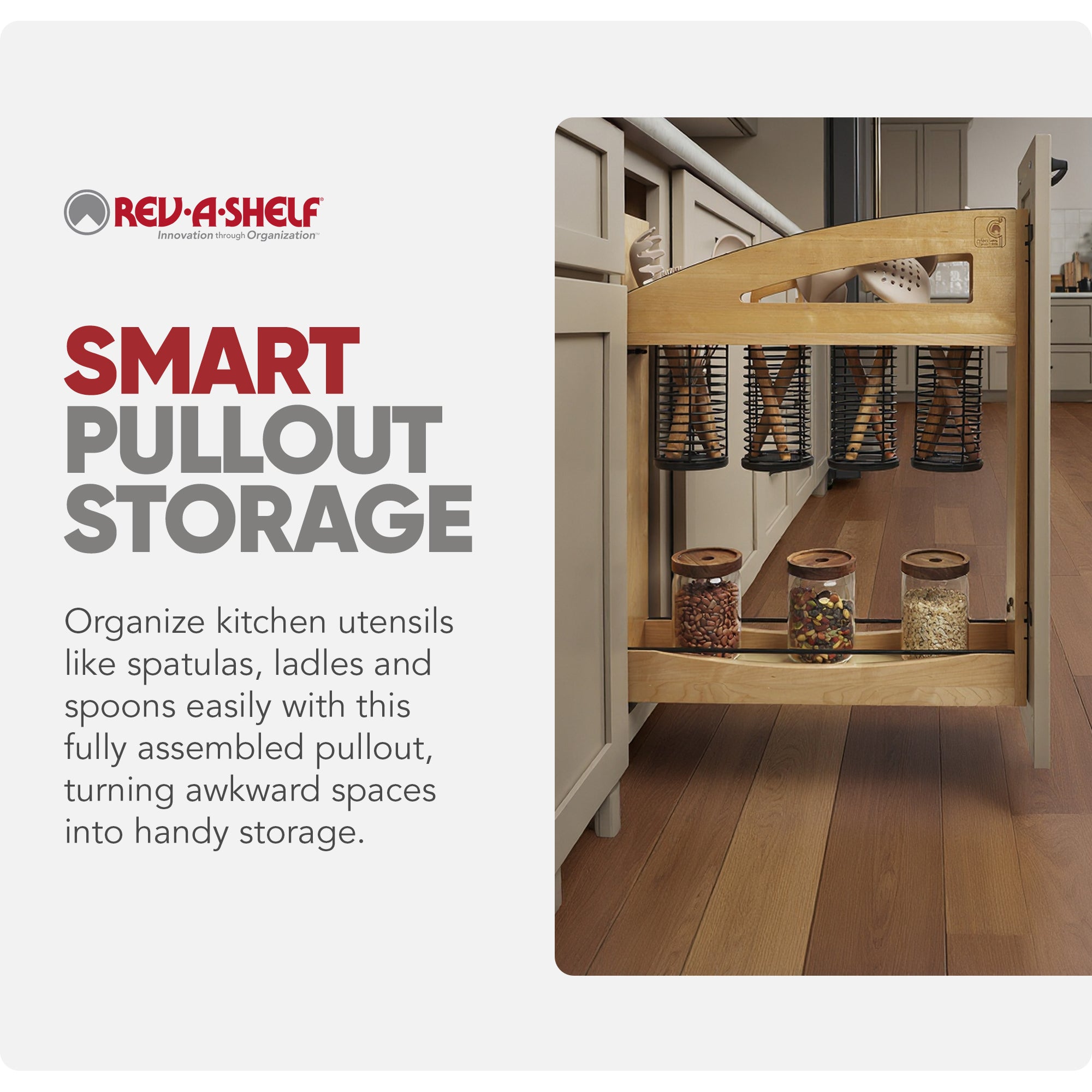 Rev-A-Shelf Utensil Pullout Organizer with Soft-Close for 9" Base Cabinets - VMInnovations