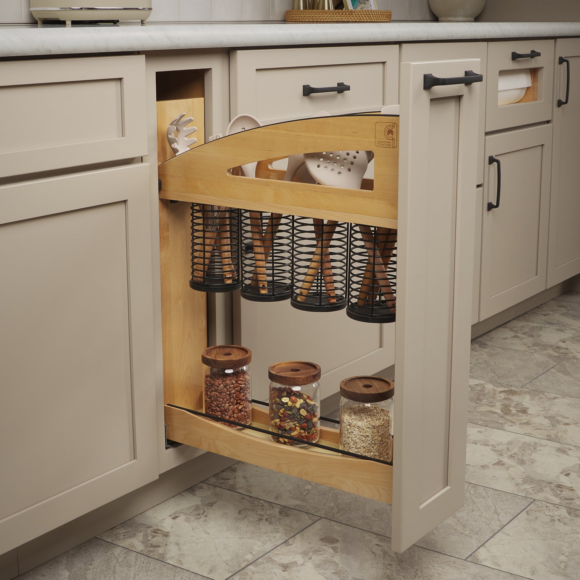 Rev-A-Shelf Utensil Pullout Organizer with Soft-Close for 9" Base Cabinets - VMInnovations