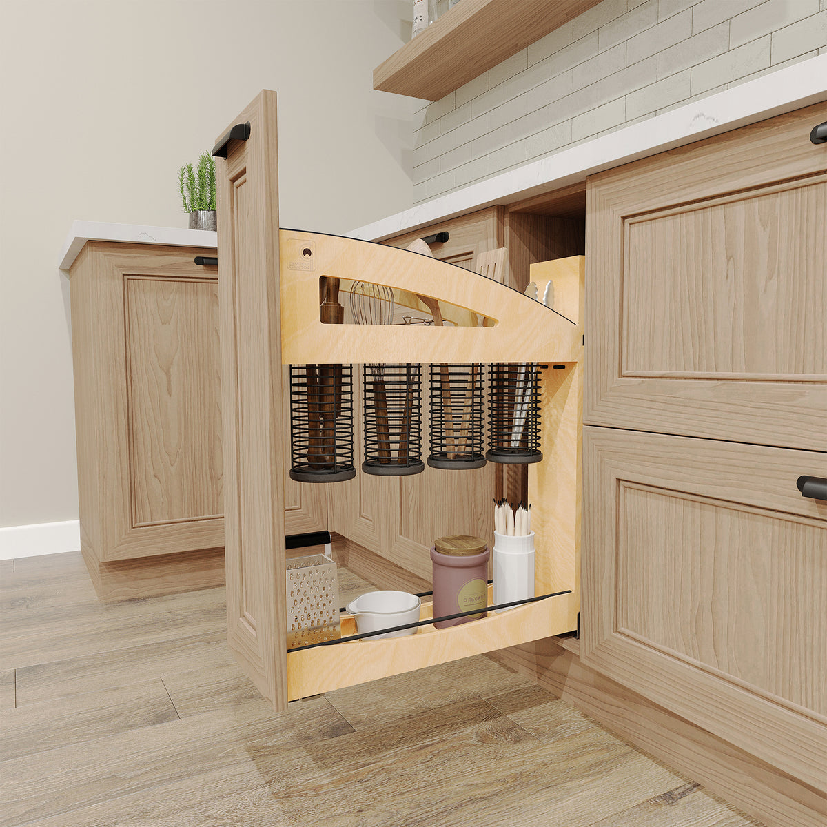 Rev-A-Shelf Utensil Pullout Organizer with Soft-Close for 9" Base Cabinets - VMInnovations