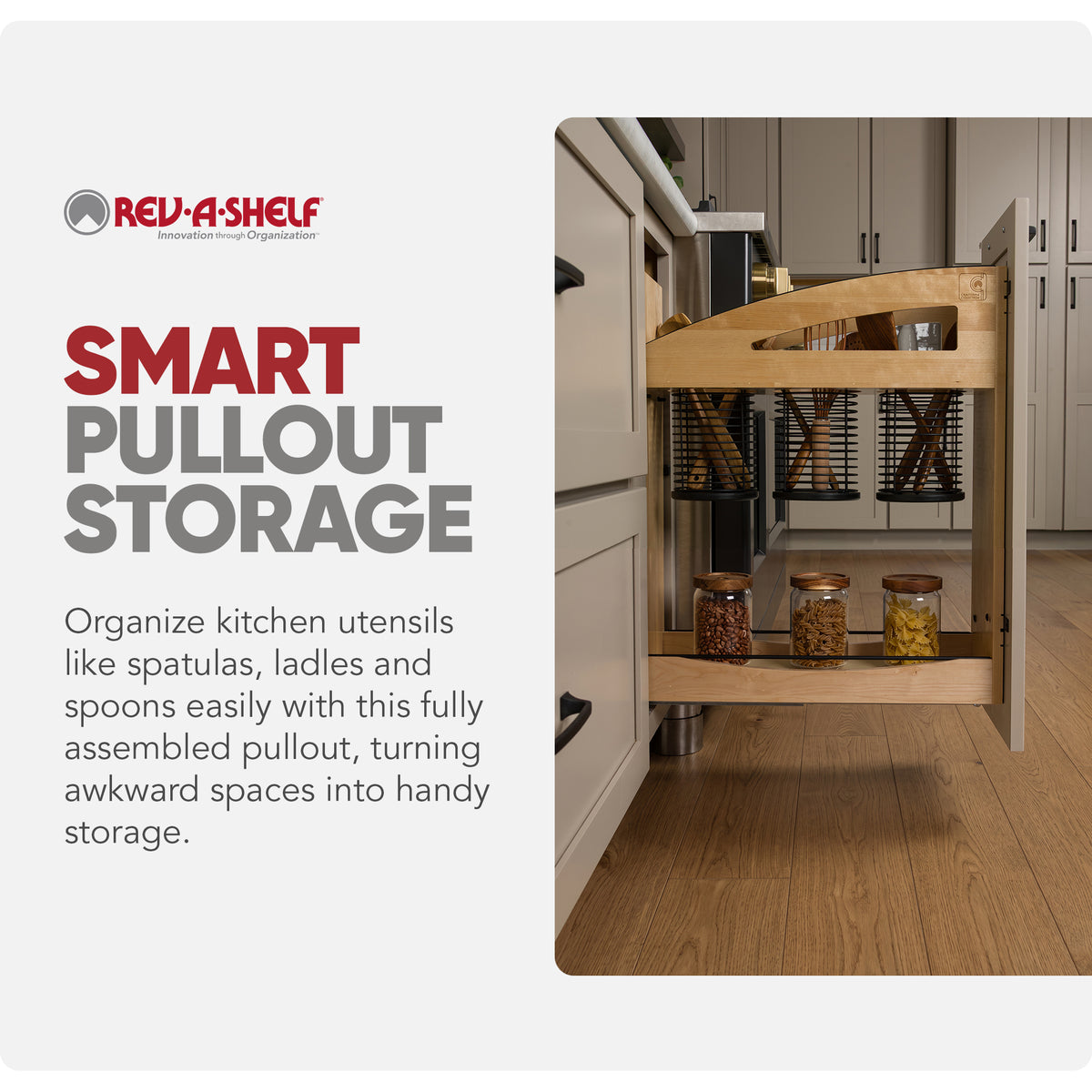 Rev-A-Shelf Utensil Pullout Organizer with Soft-Close for 12" Base Cabinets