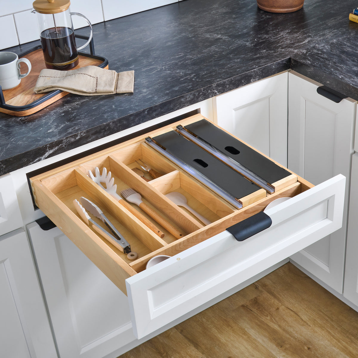 Rev-A-Shelf Foil Wrap Insert Organizer and Dispenser for Kitchen, Black - VMInnovations