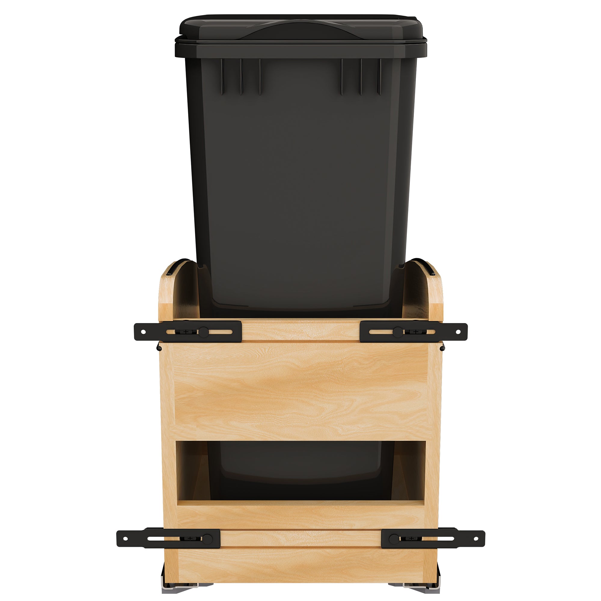 Rev-A-Shelf Maple Wood Pullout Waste Container, Soft-Close, 50 qt, Black