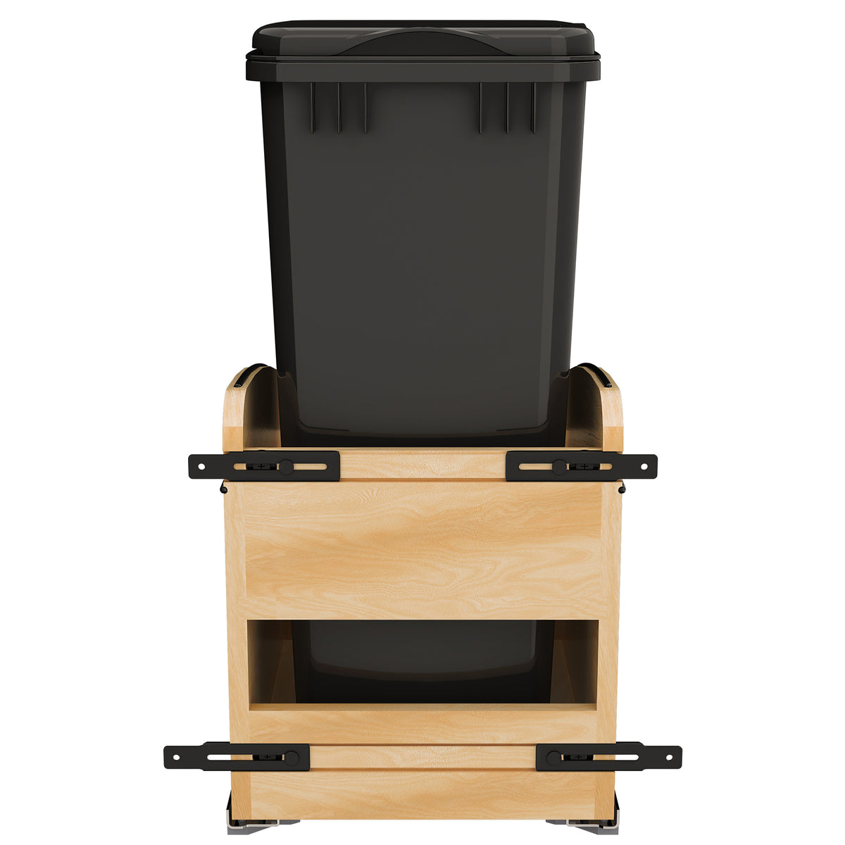 Rev-A-Shelf Maple Wood Pullout Waste Container, Soft-Close, 50 qt, Black
