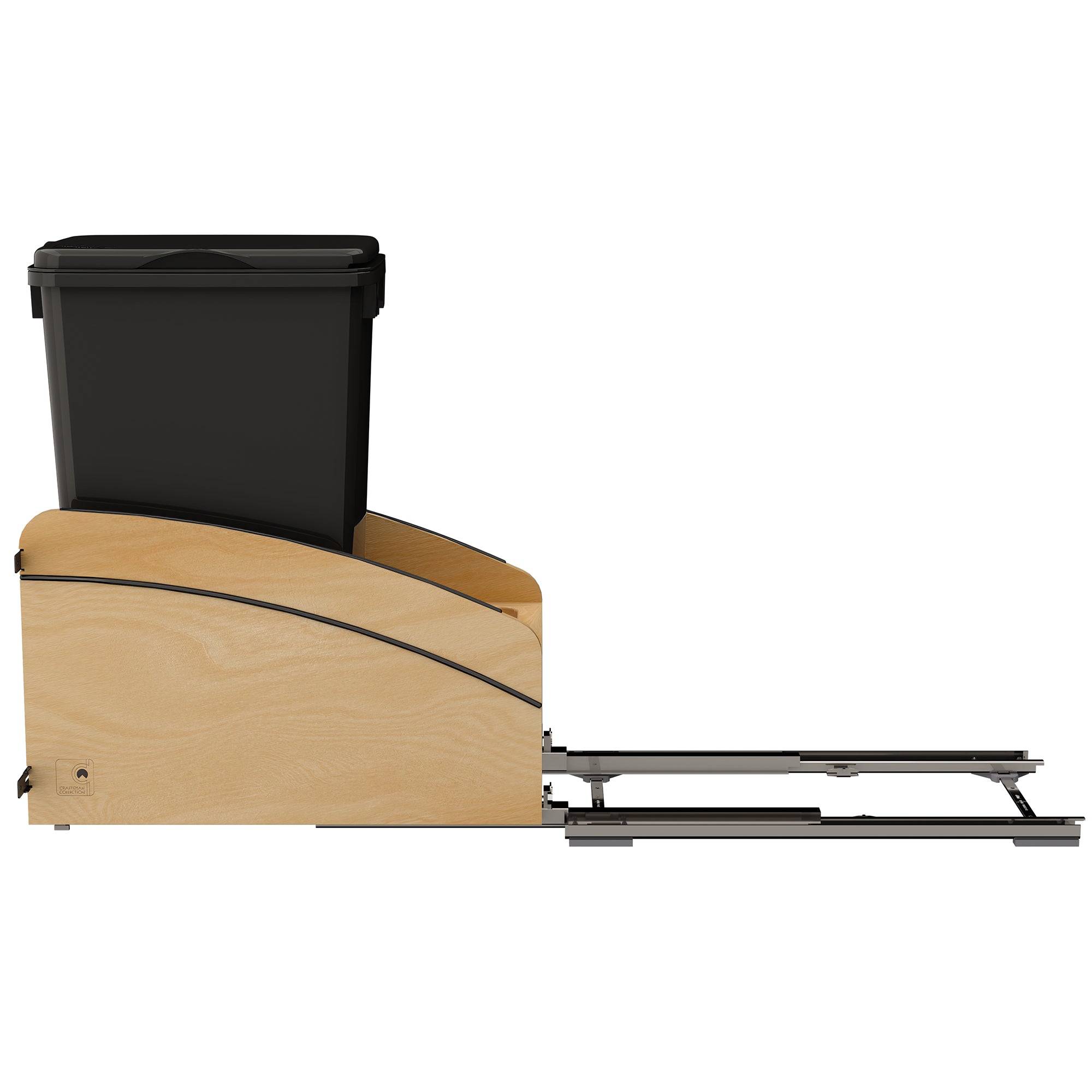 Rev-A-Shelf Maple Wood Pullout Waste Container, Soft-Close, 50 qt, Black