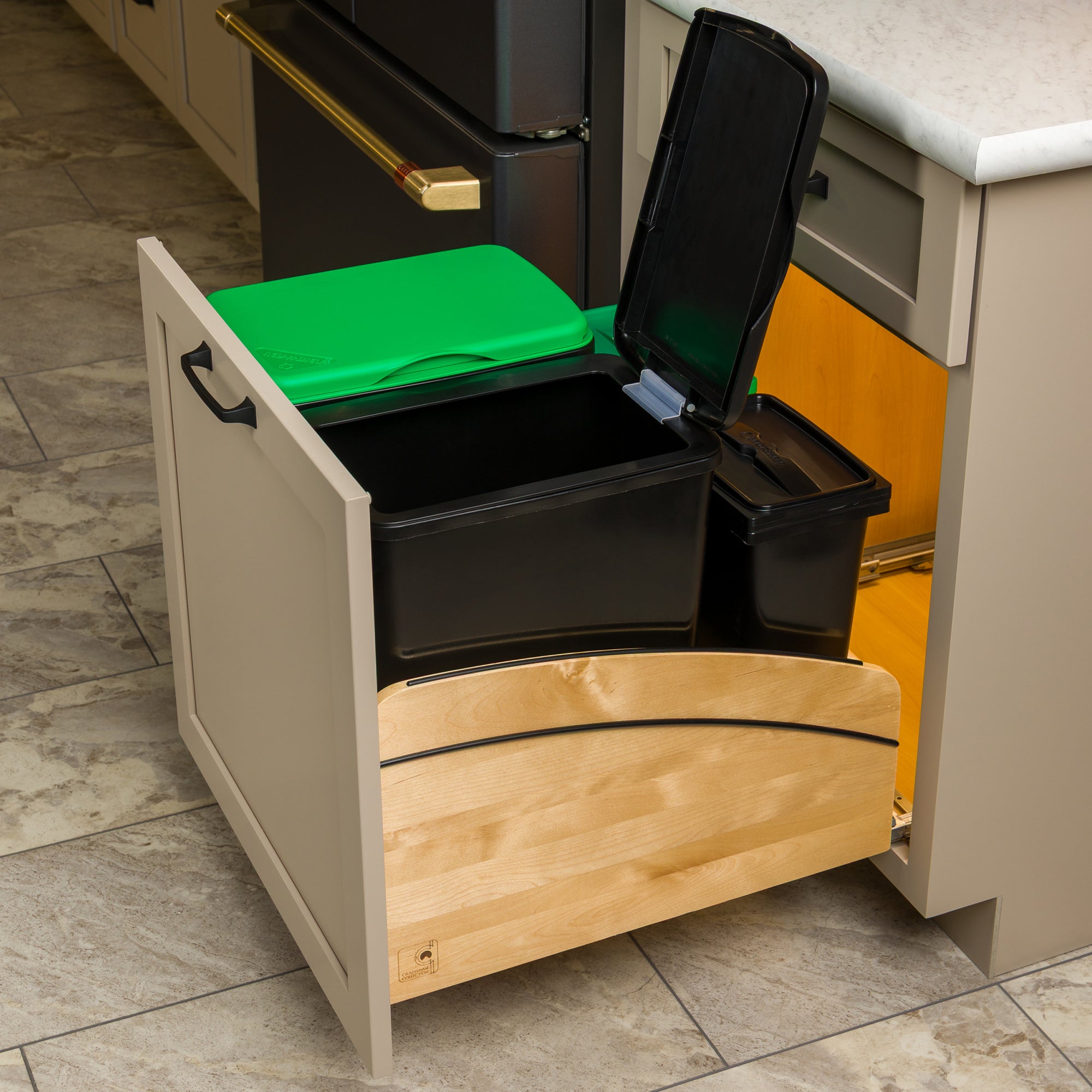 Rev-A-Shelf Craftsman Collection Double Pullout Trash Cans and Compost Bins