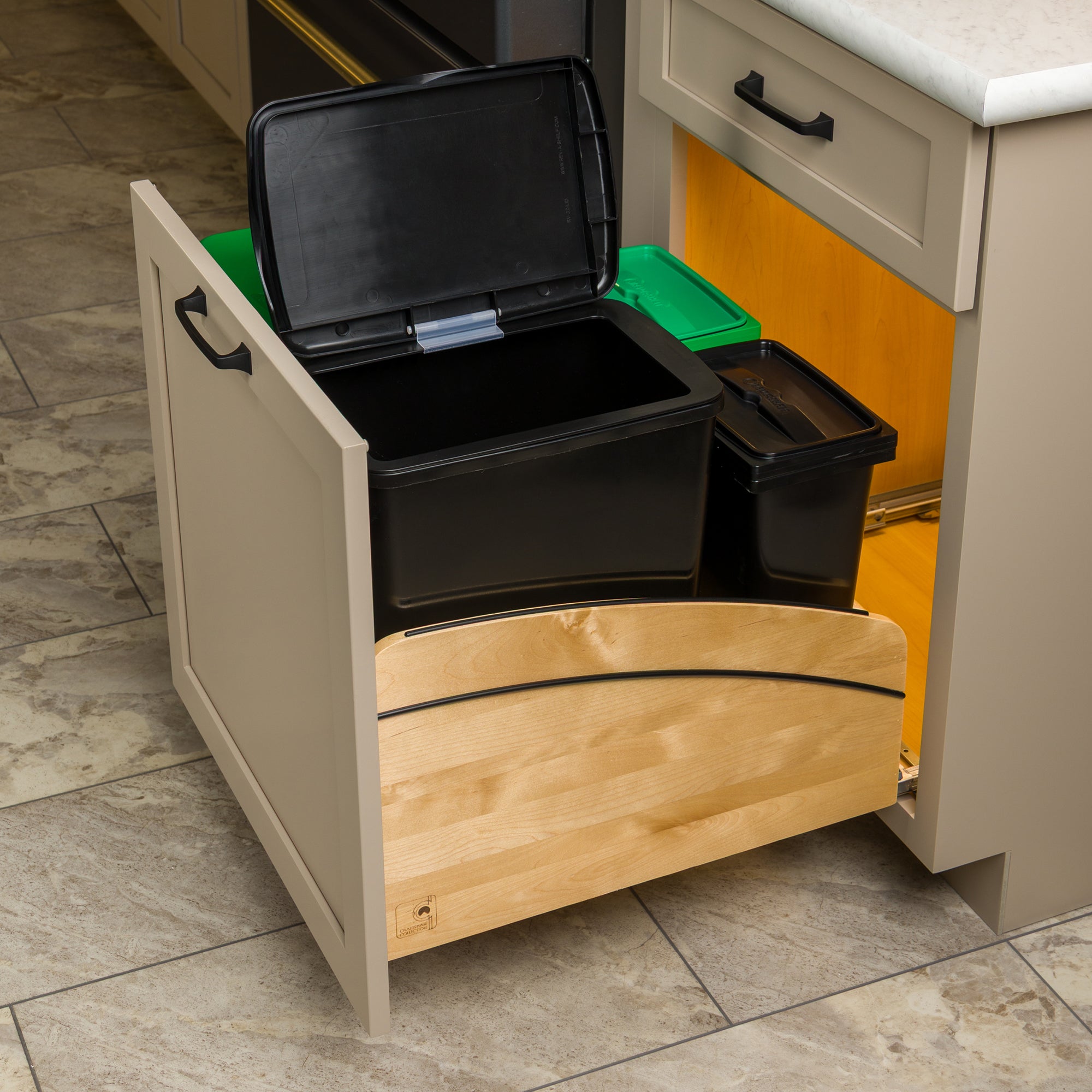 Rev-A-Shelf Craftsman Collection Double Pullout Trash Cans and Compost Bins