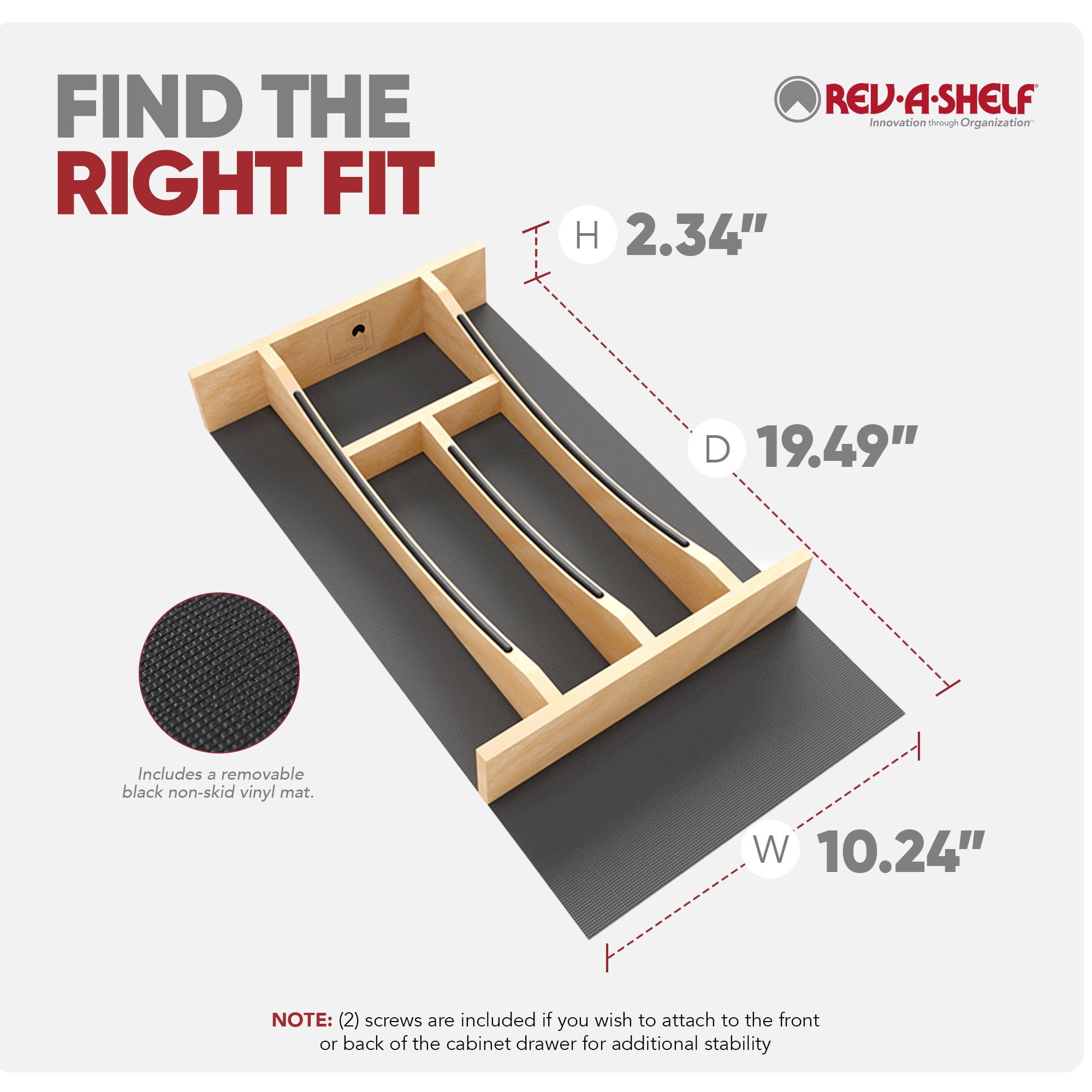 Rev-A-Shelf Craftsman Solid Maple Cutlery Drawer Insert, 10-1/4" x 19-1/2"
