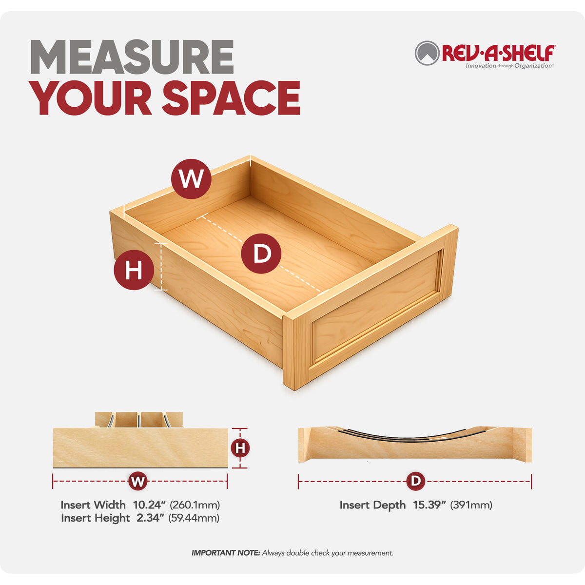 Rev-A-Shelf Craftsman Solid Maple Cutlery Drawer Insert, 10-1/4" x 19-1/2"