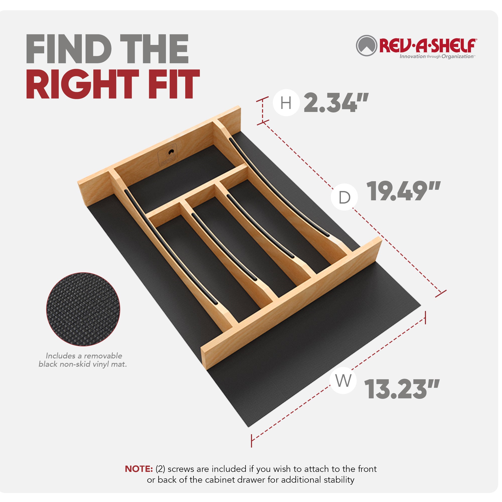 Rev-A-Shelf Craftsman Solid Maple Cutlery Drawer Insert, 13-1/4" x 19-1/2" - VMInnovations