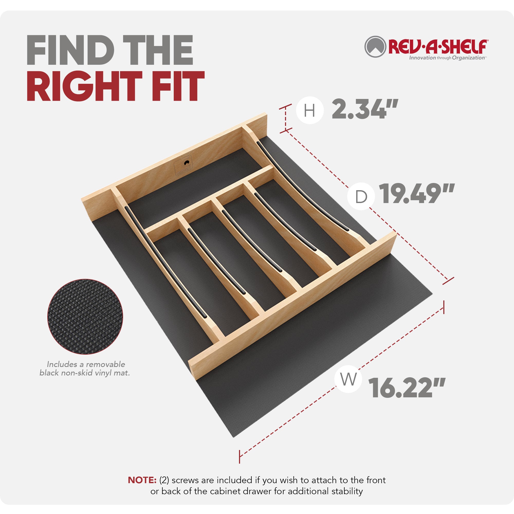 Rev-A-Shelf Craftsman Solid Maple Cutlery Drawer Insert, 16-1/4" x 19-1/2" - VMInnovations