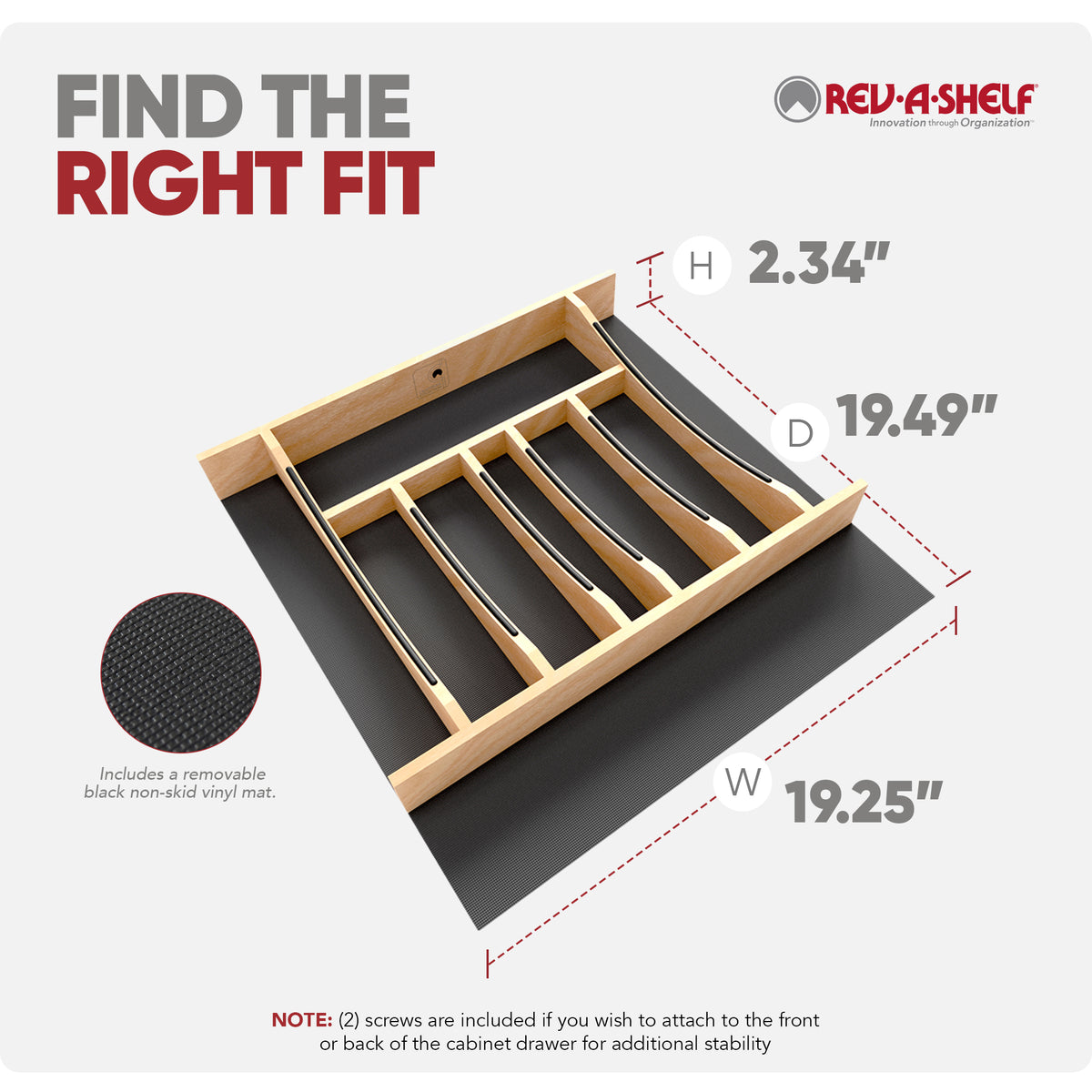Rev-A-Shelf Craftsman Solid Maple Cutlery Drawer Insert, 19-1/4" x 19-1/2"