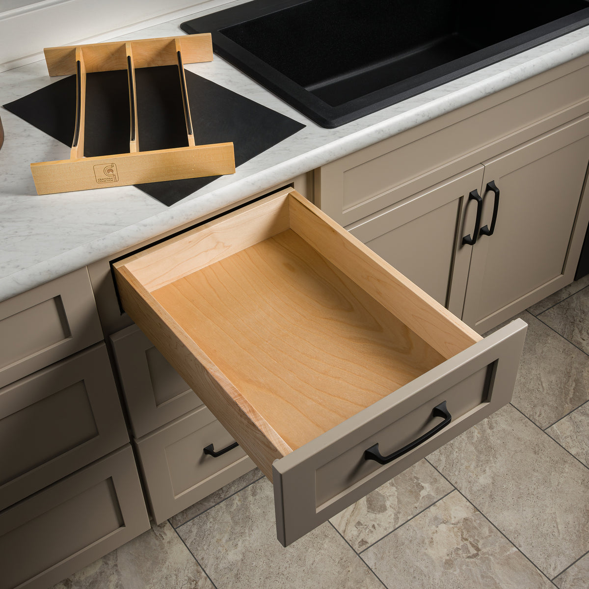 Rev-A-Shelf Utensil Insert, Black Accents, Maple, 13.23 in., 4WUTCC-18MB-1