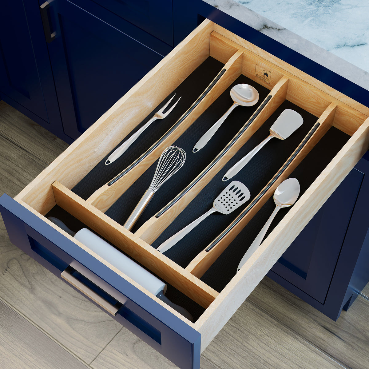 Rev-A-Shelf Utensil Insert, Black Accents, Maple, 13.23 in., 4WUTCC-18MB-1