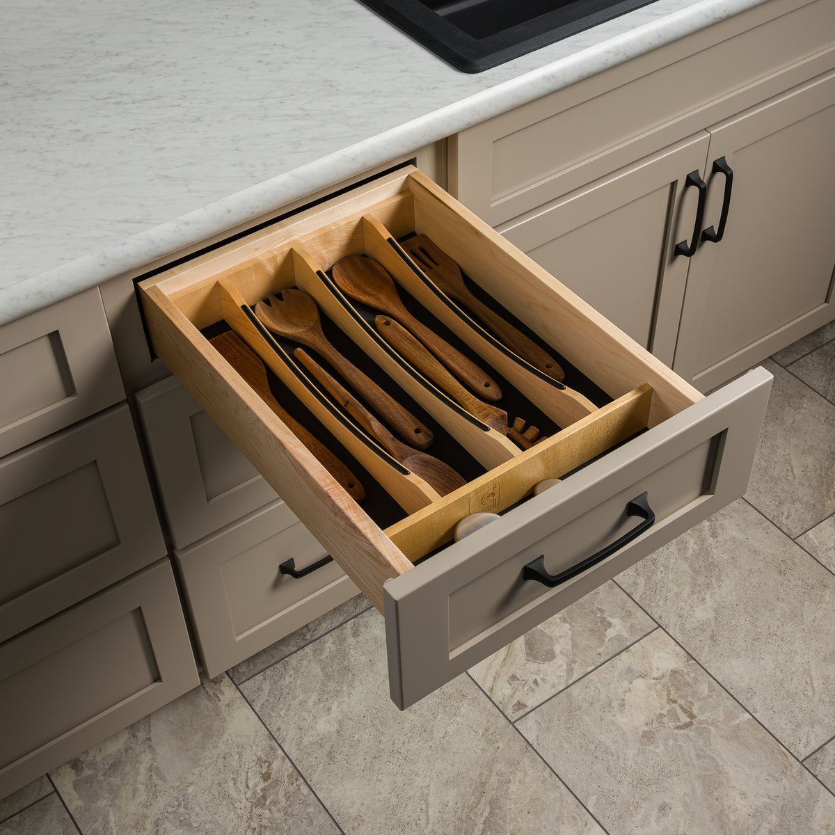 Rev-A-Shelf Utensil Insert, Black Accents, Maple, 13.23 in., 4WUTCC-18MB-1