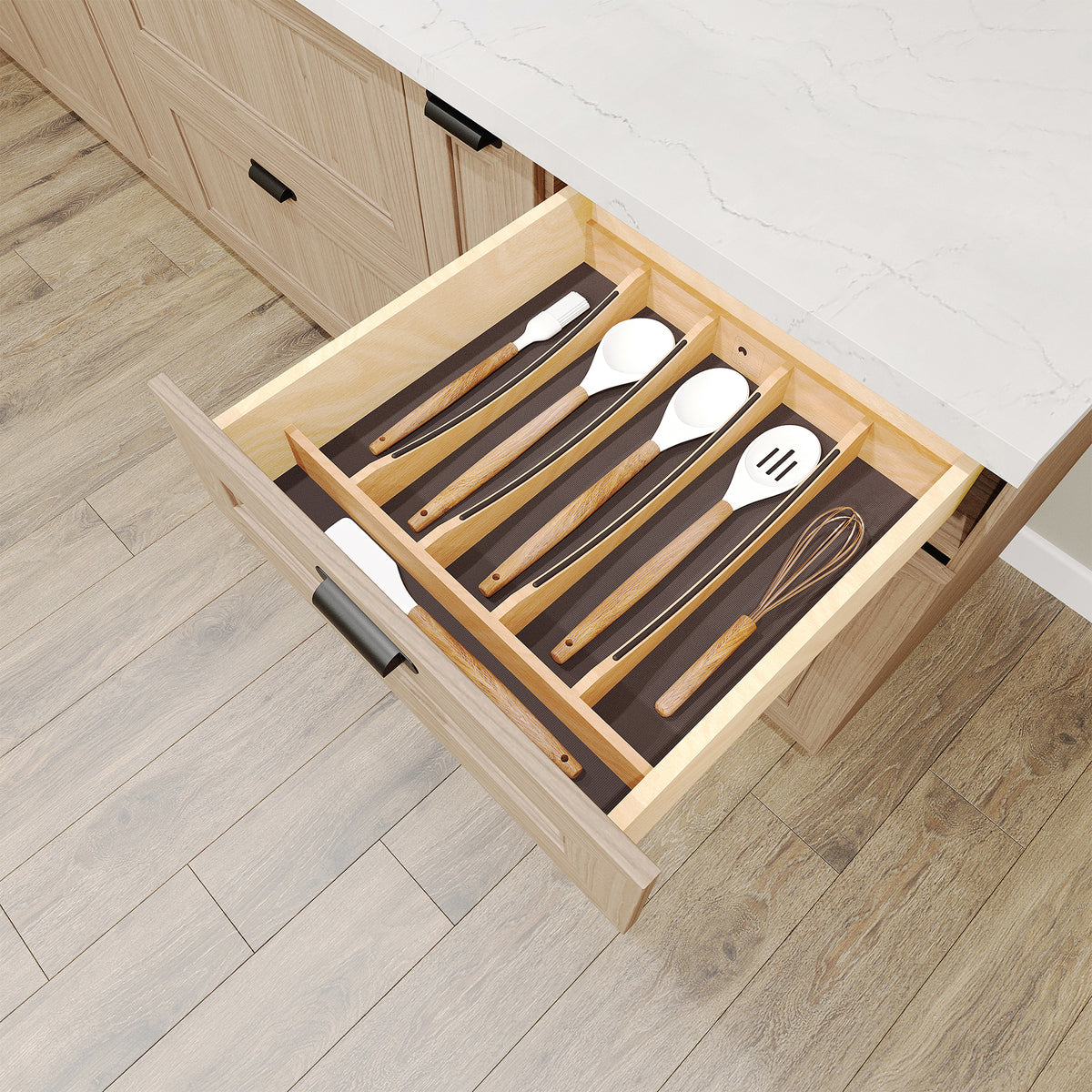Rev-A-Shelf Utensil Insert, Black Accents, Maple, 19.25 in., 4WUTCC-24MB-1