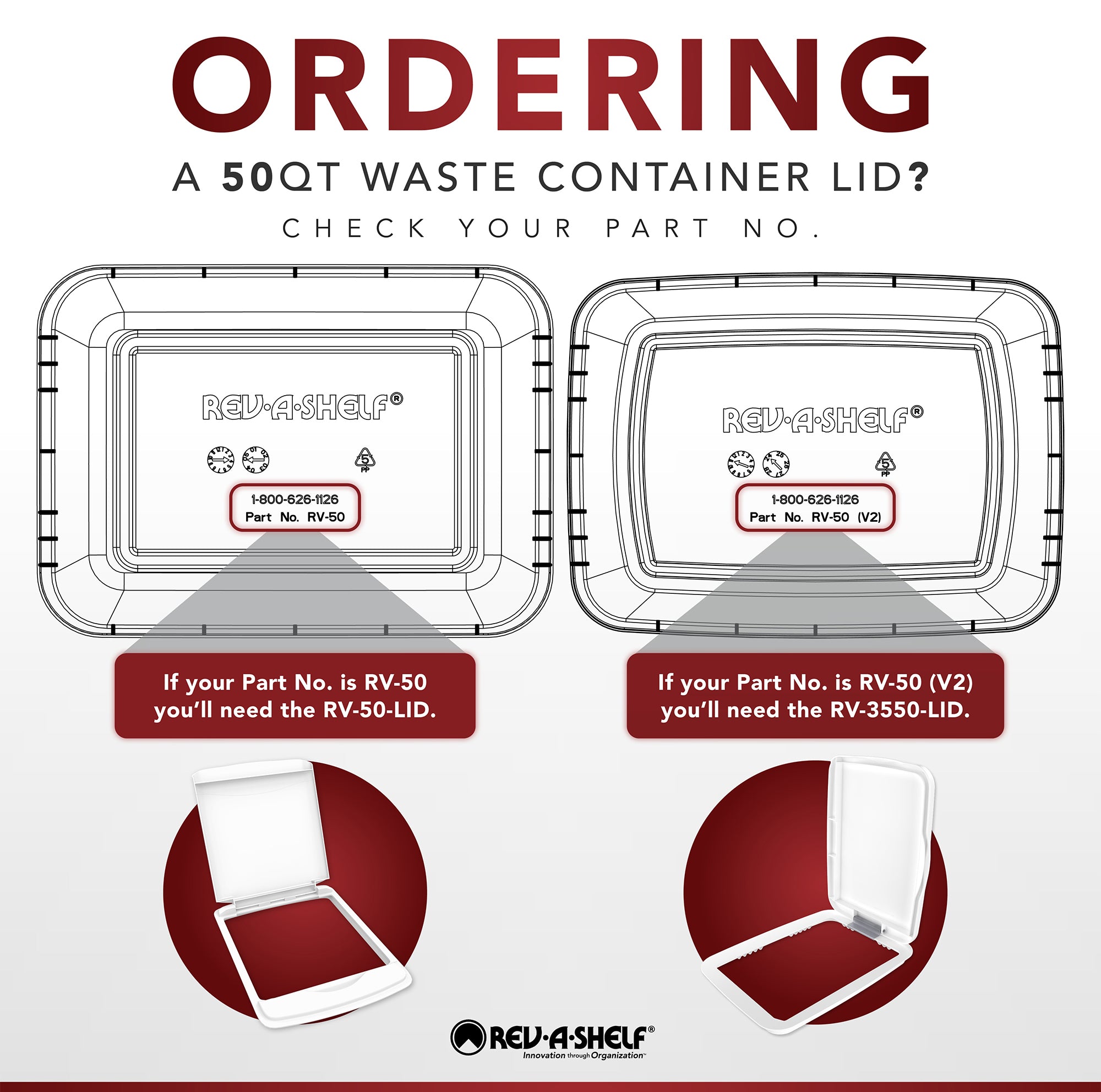 Rev-A-Shelf Single Pullout 50 qt. Kitchen Trash Can, Soft-Close, 5349-1550DM-118 - VMInnovations