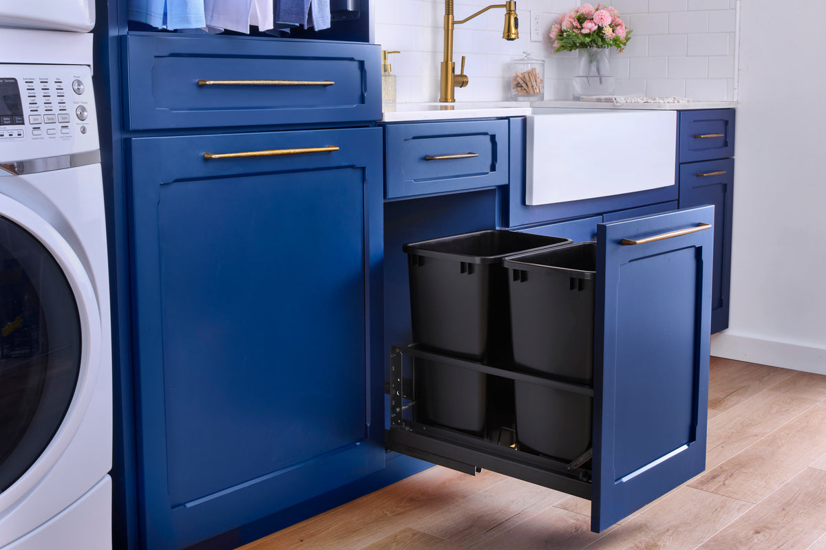 Rev-A-Shelf Double Pullout 35 qt. Kitchen Trash Can w/ Soft-Close, 5349-18DM-218