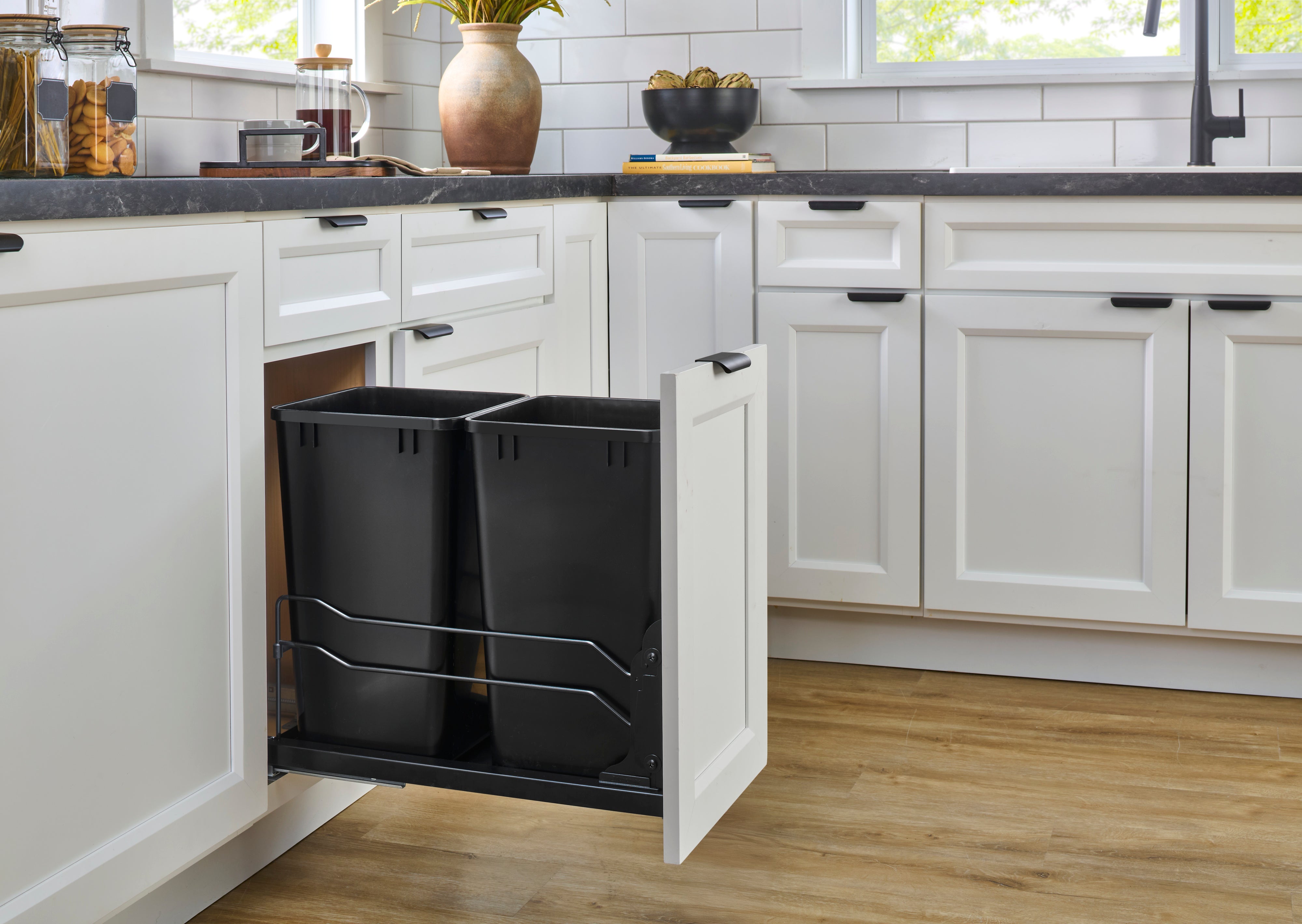 Rev-A-Shelf Double Pullout Kitchen Trash Can 27 qt. Soft-Close 53WC-1527SCDM-218