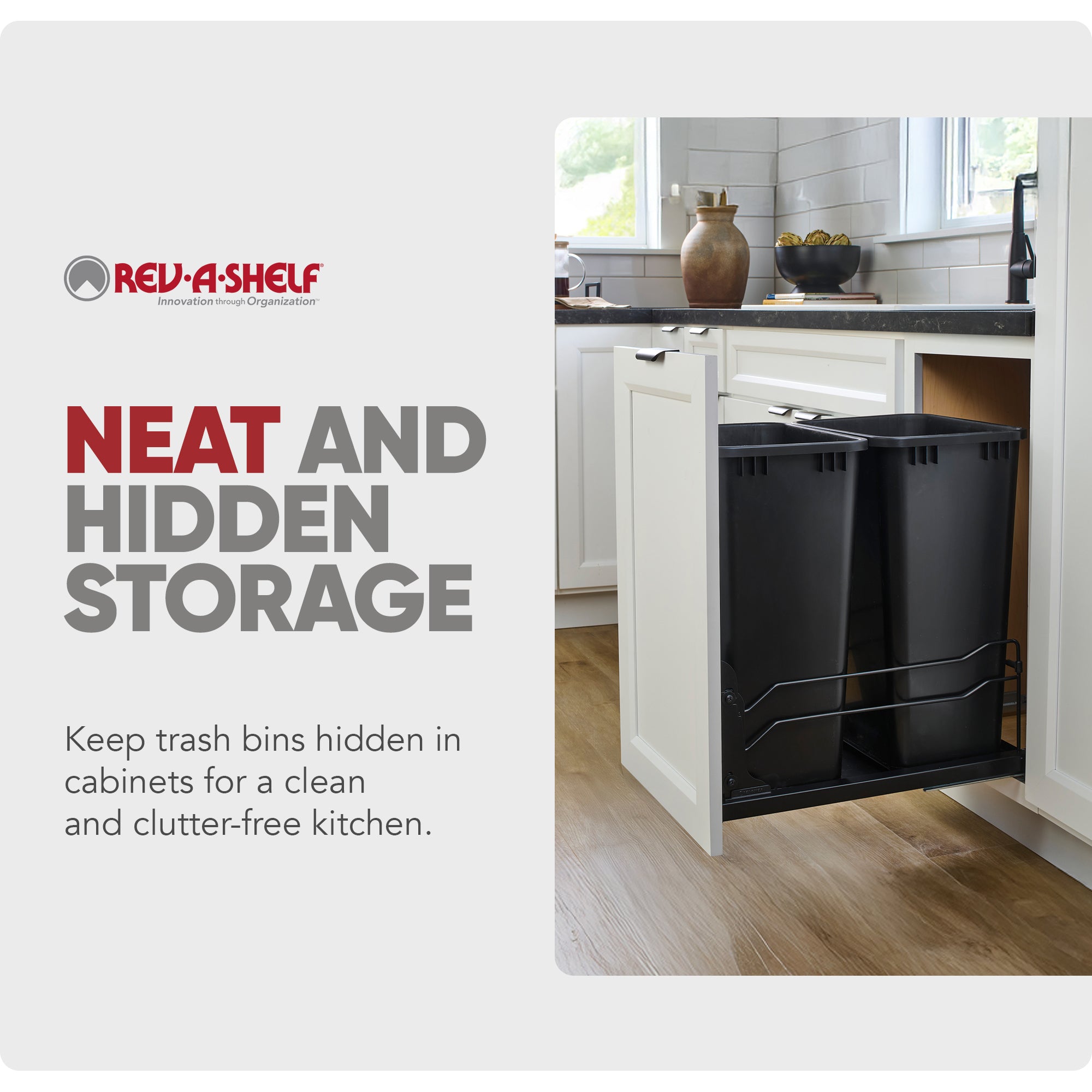 Rev-A-Shelf Double Pullout Kitchen Trash Can 50 qt. Soft-Close 53WC-2150SCDM-218
