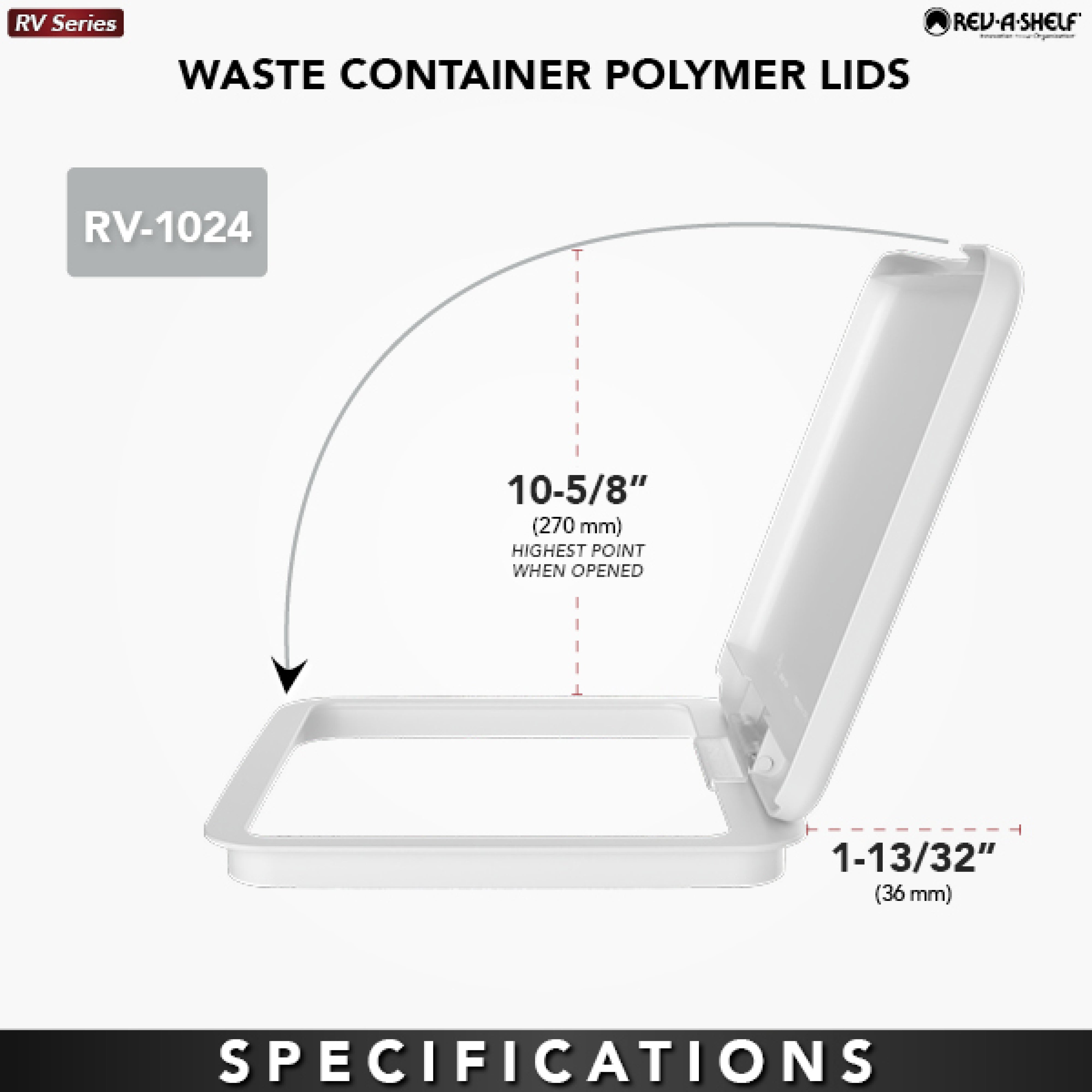 Rev-A-Shelf 27 qt. Trash Can Replacement Lid, Black, RV-1024-LID-18-1