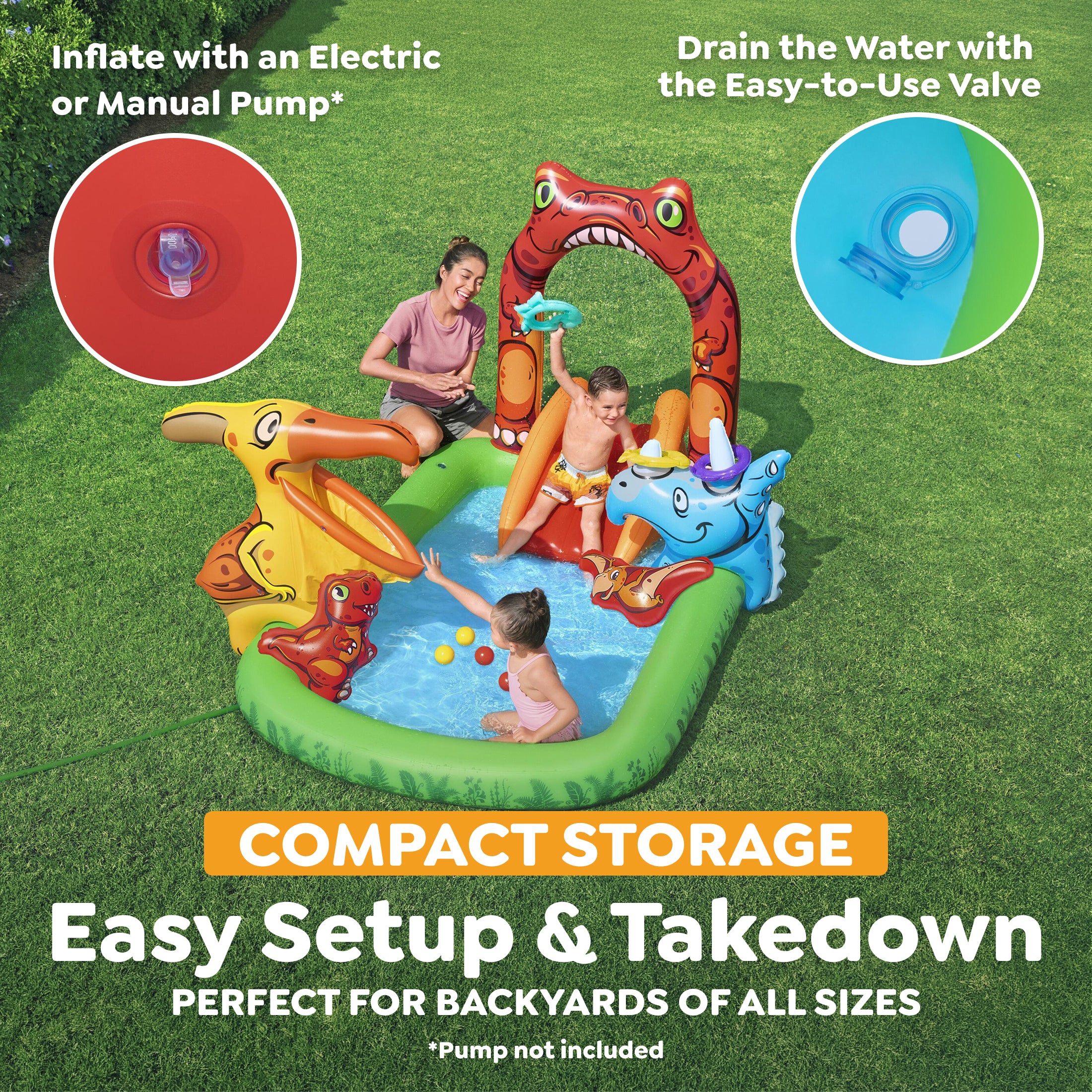H2OGO! Jurassic Splash Inflatable Water Activity Play Center, (Open Box) - VMInnovations